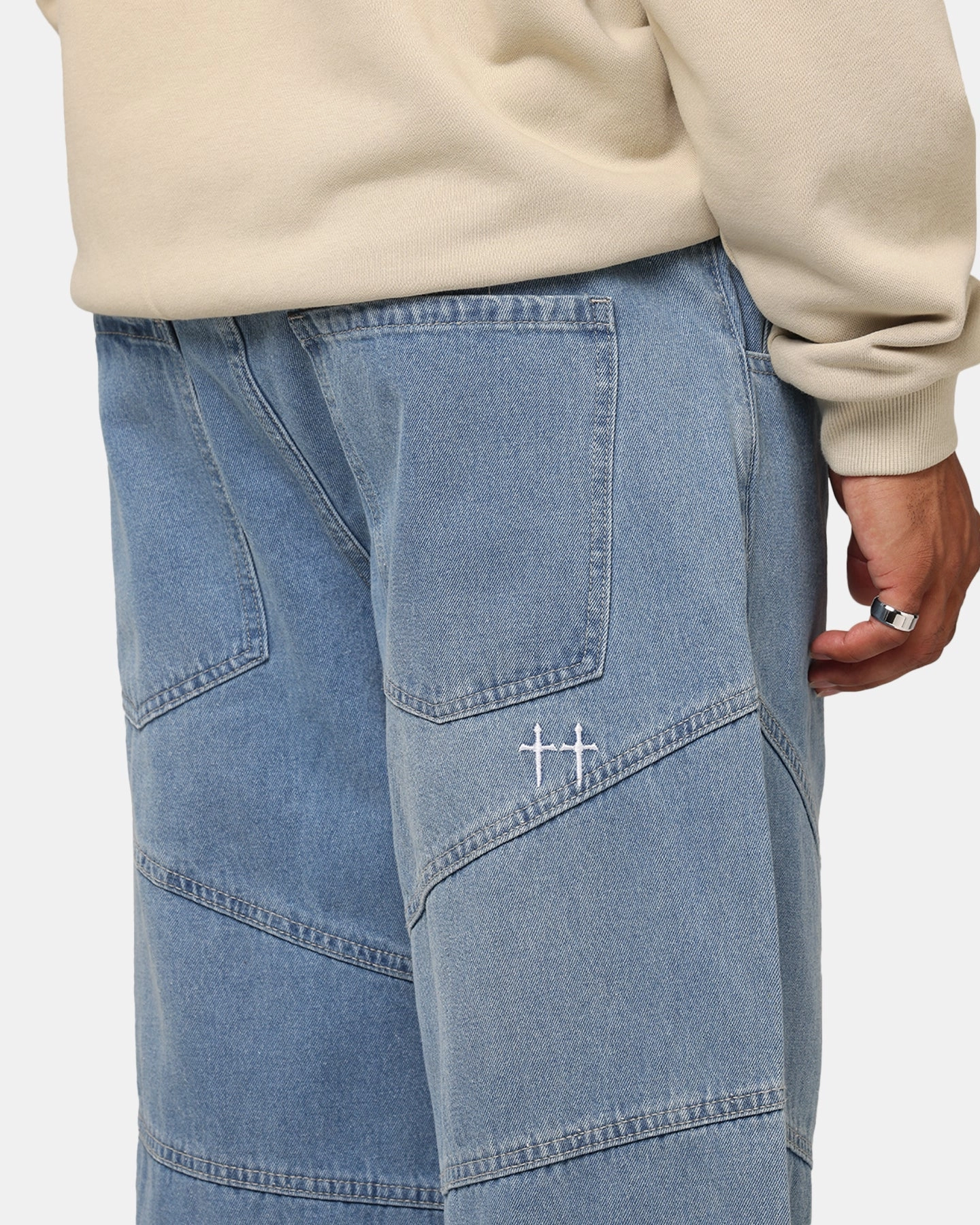 Saint Morta Amplus Armoury Jeans Mid Blue ComfortFit Secure Cuff Design