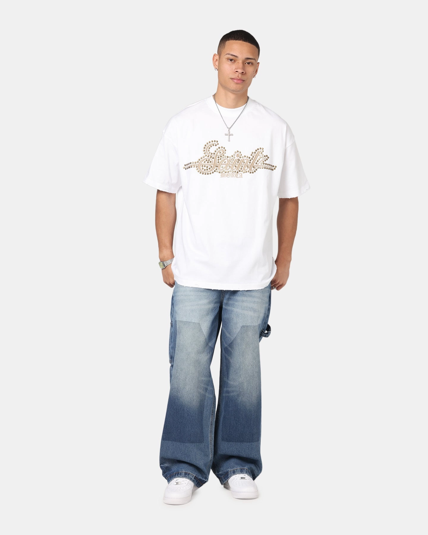 Solid shade Saint Morta Amplus Recon Carpenter Jeans Vintage Blue