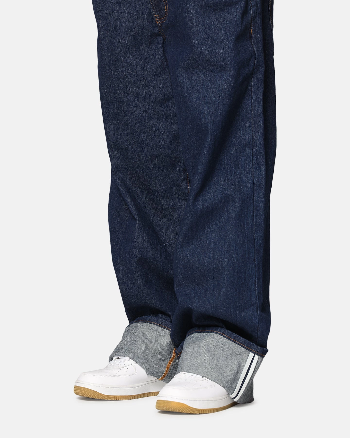 Saint Morta Amplus Selvedge Cuffed Jeans Indigo/Tan Tangle Free Cuffs