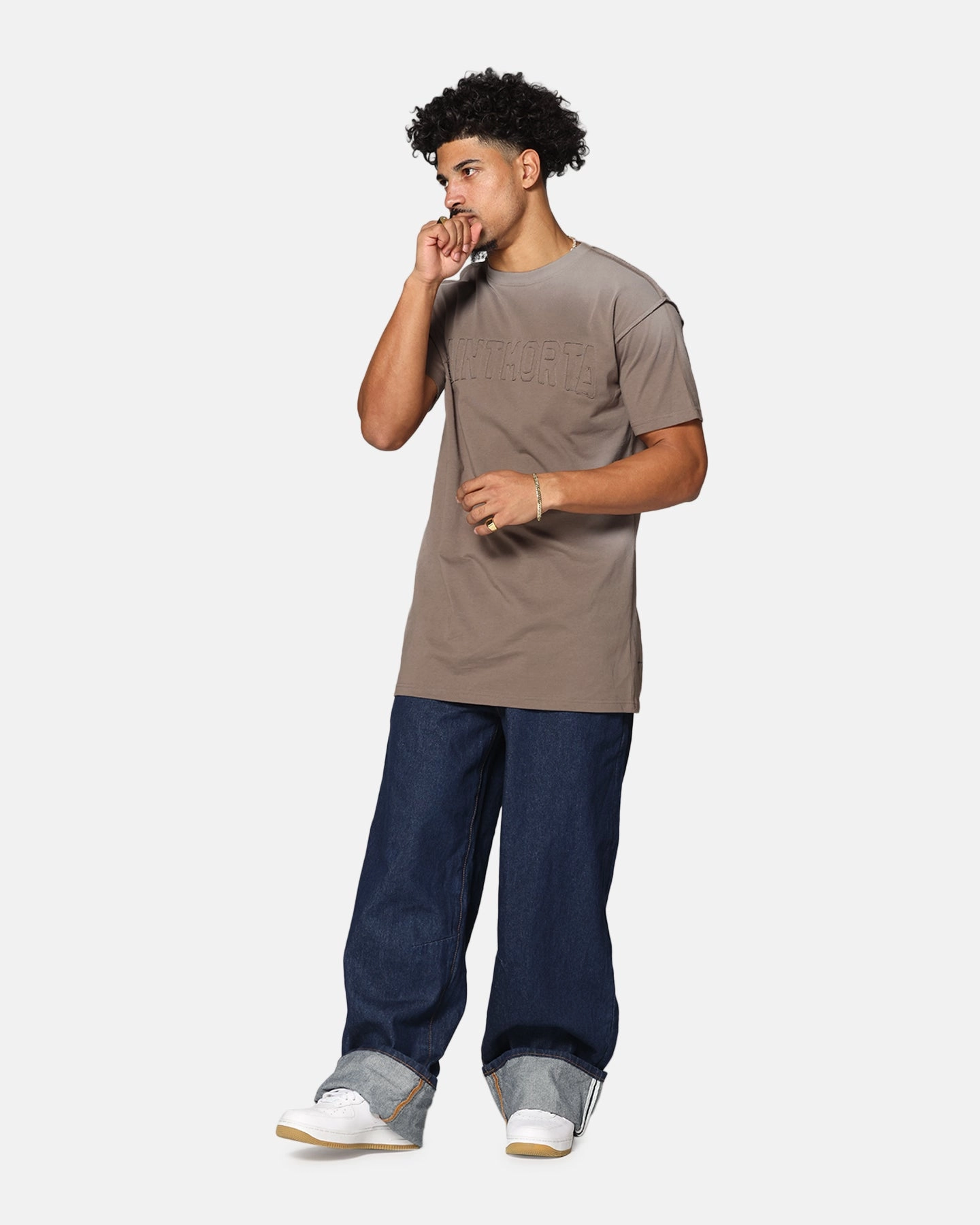 Saint Morta Amplus Selvedge Cuffed Jeans Indigo/Tan Casual Layering Travel Ready Fit