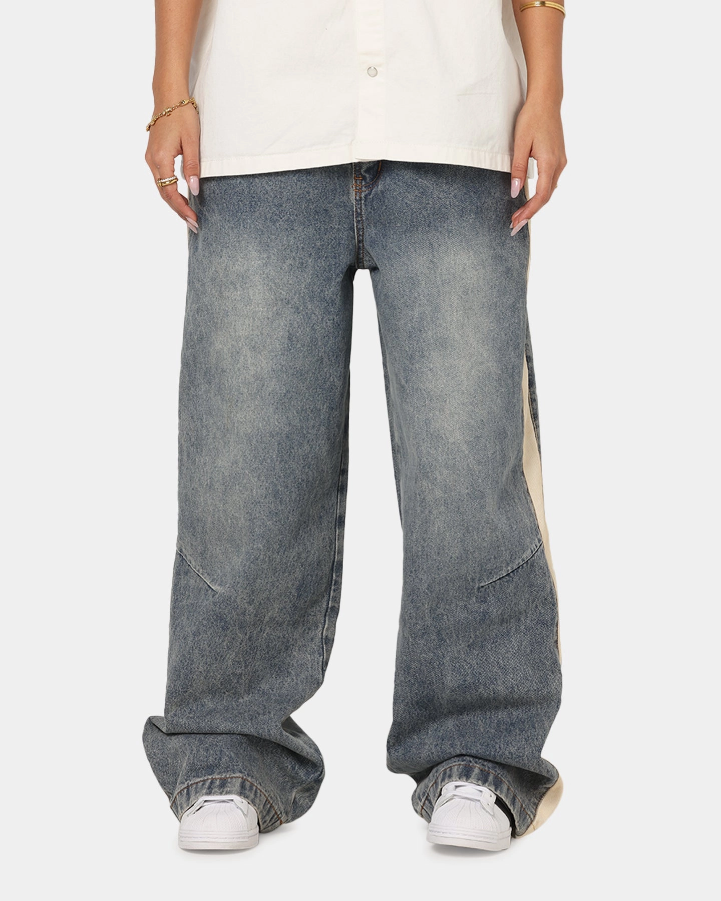 Saint Morta Amplus Sidewinder Jeans Dirty Denim/Off White Date Night Daily Wear Street Fashion Breathable