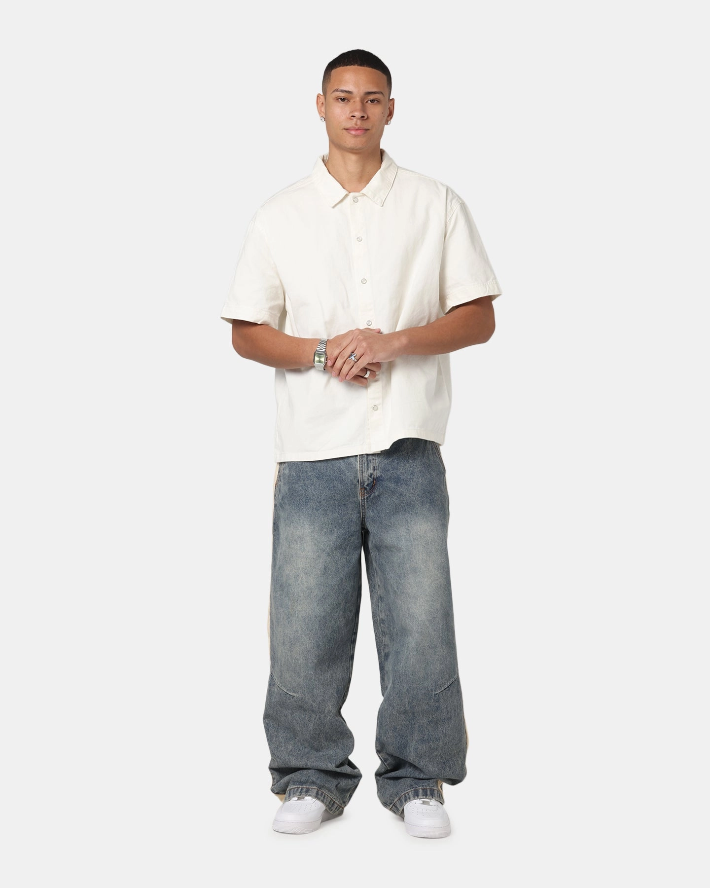 Elastic Cuff Zip-off legs Saint Morta Amplus Sidewinder Jeans Dirty Denim/Off White