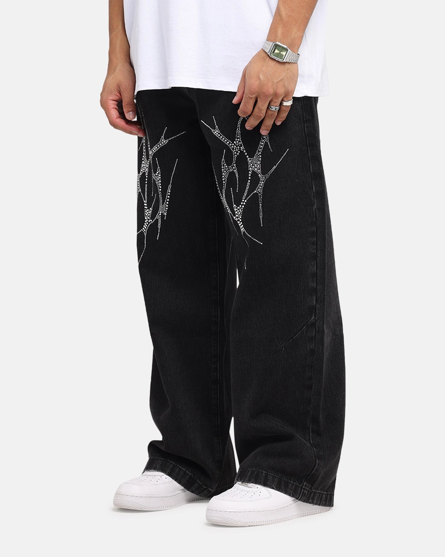 Saint Morta Amplus Tribal Rhinestone Jeans Black Shadow Essential Comfort Wear