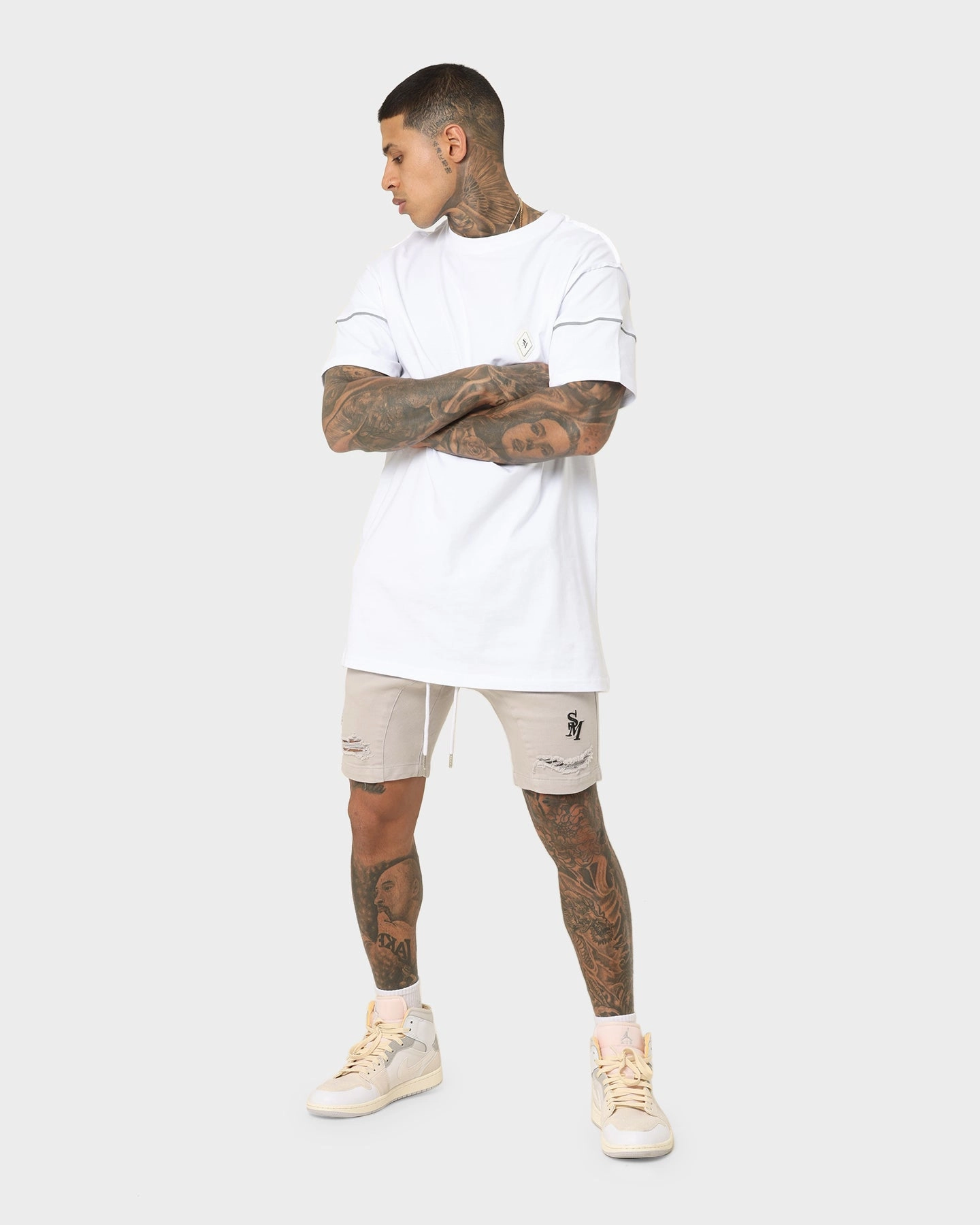 Sporty Style Athletic Wear Saint Morta Annex Denim Shorts Grey