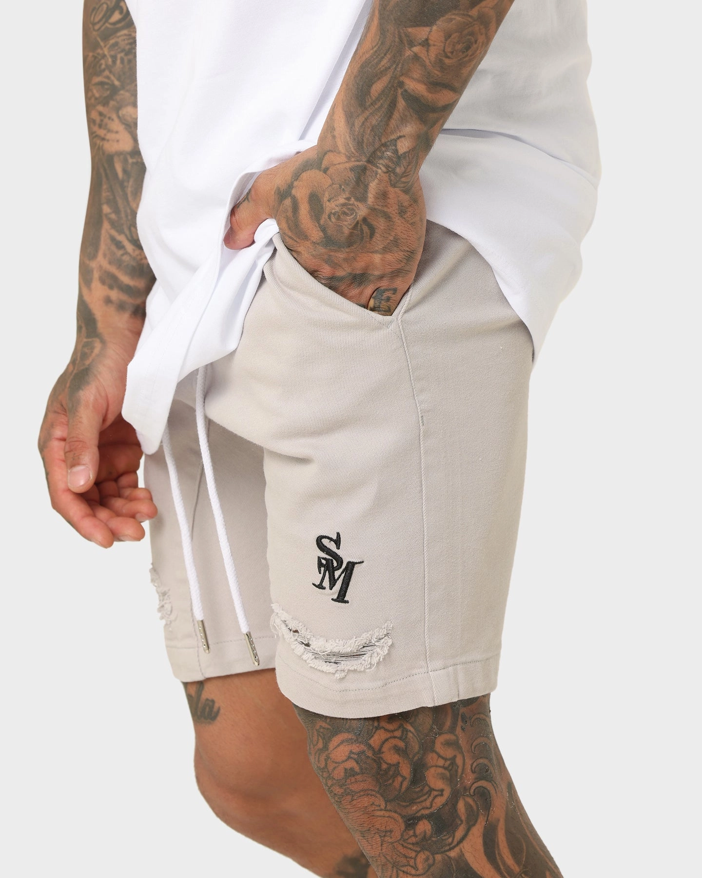 Saint Morta Annex Denim Shorts Grey Wind Resistant Material