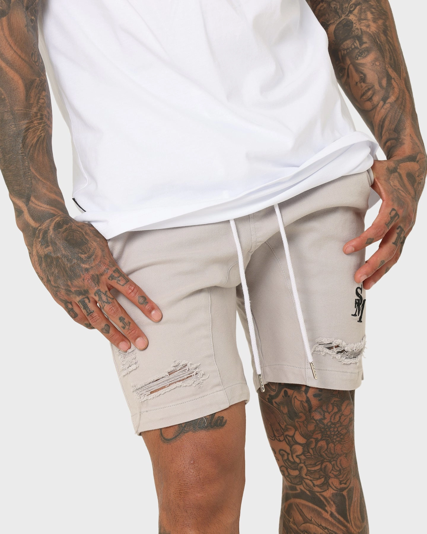 Saint Morta Annex Denim Shorts Grey Minimal Finish