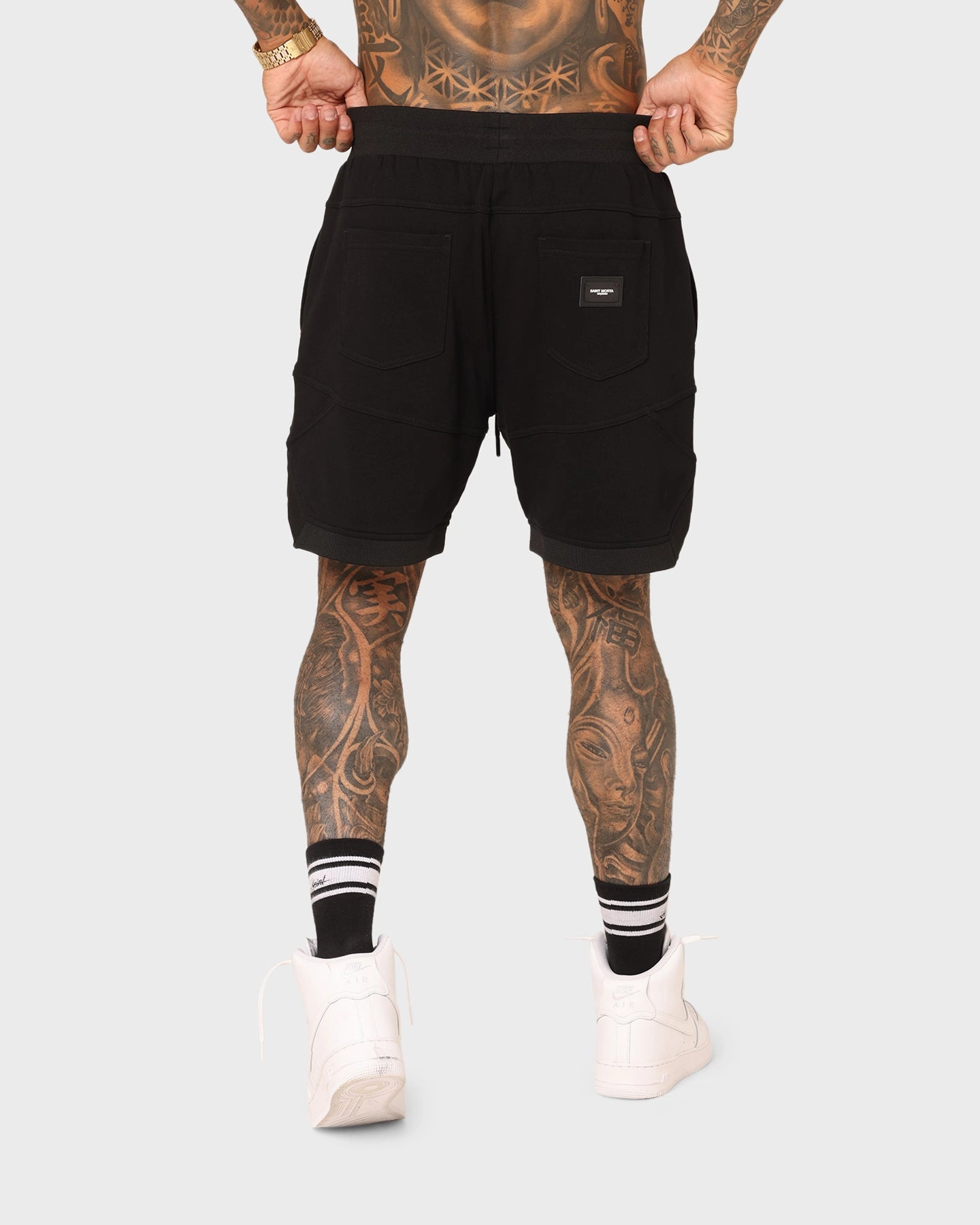 Saint Morta Annex Inset Basketball Shorts Black corduroy shorts