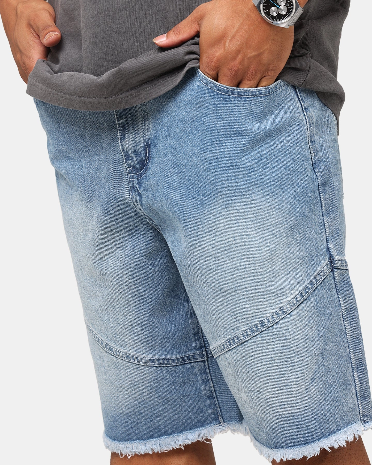 Saint Morta Armoury Baggy Denim Shorts Mid Blue TearResistantBuild Anti Pilling Surface