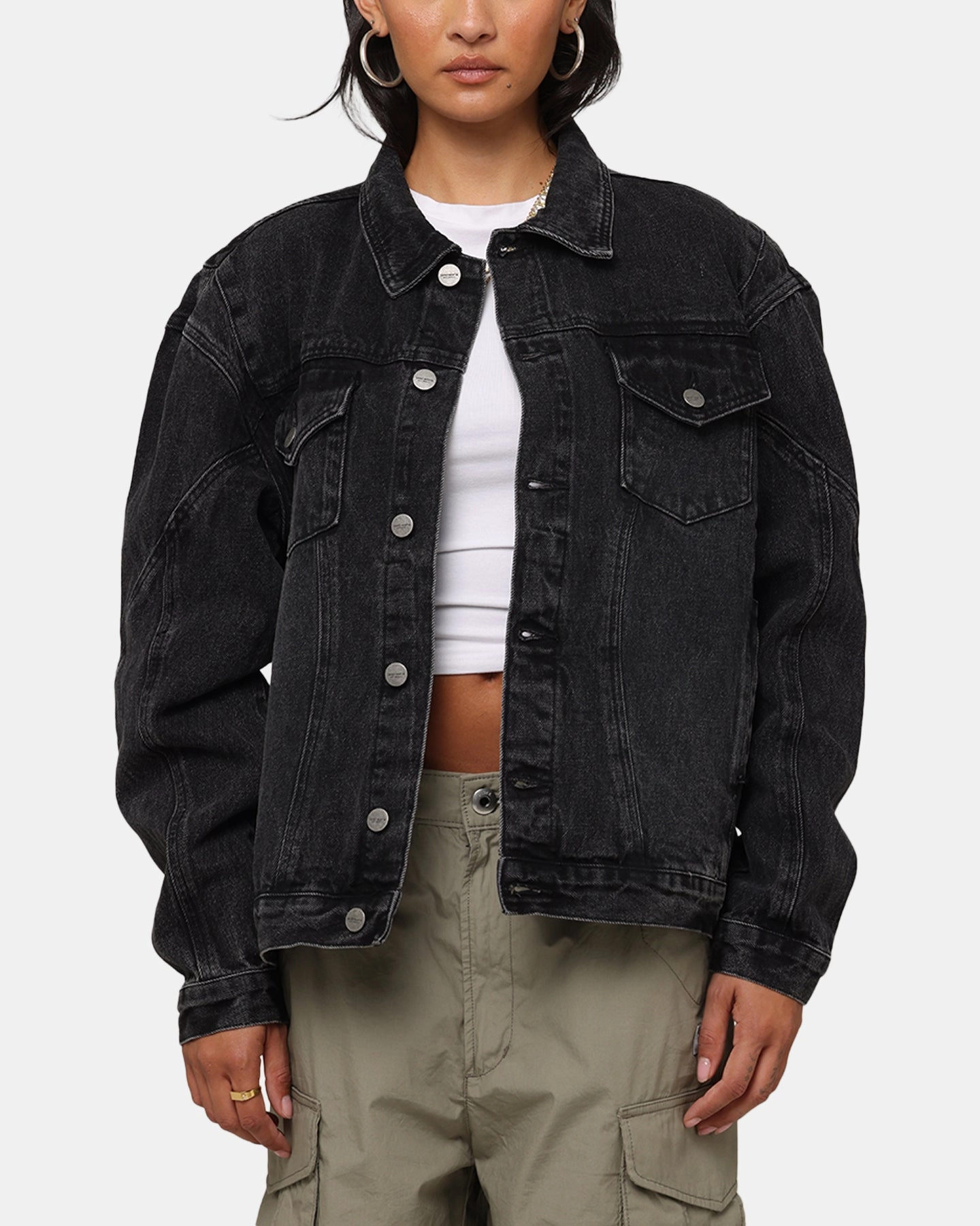 Slide Strap Waistband Saint Morta Armoury Denim Jacket Black Shadow