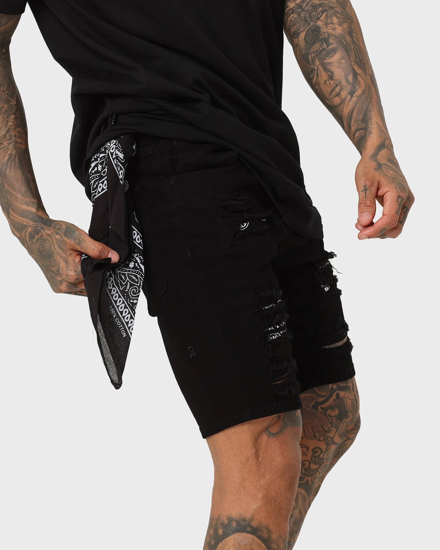 Saint Morta Bandana Summum Shorts Black/White men's clothing