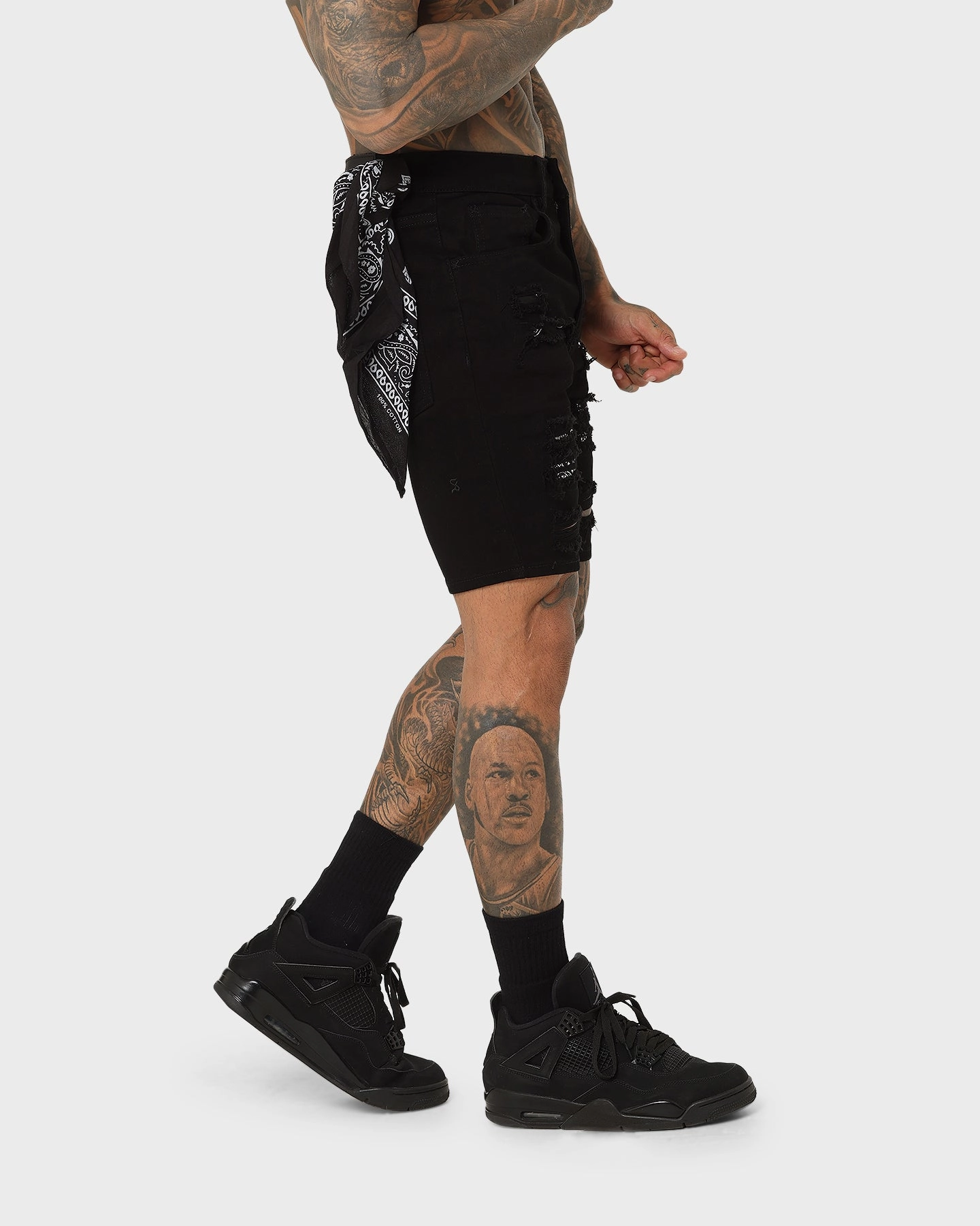 Saint Morta Bandana Summum Shorts Black/White Durable Weave Fabric