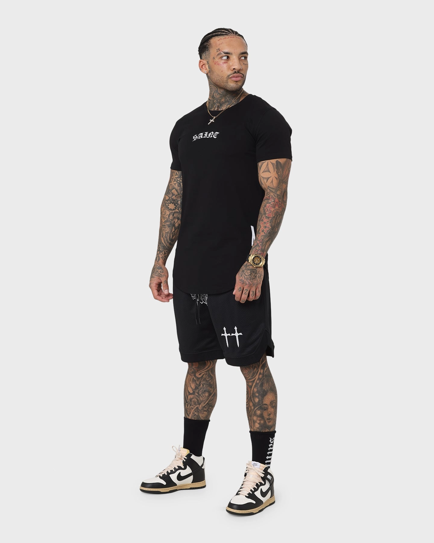 Trendy Vibe ethical fashion Saint Morta Bird Of Prey Basketball Shorts Black/White