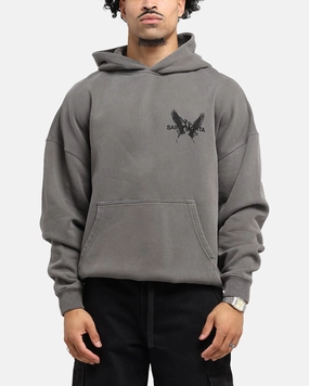 Modern Apparel Saint Morta Black Doves Boxy Hoodie Washed Charcoal