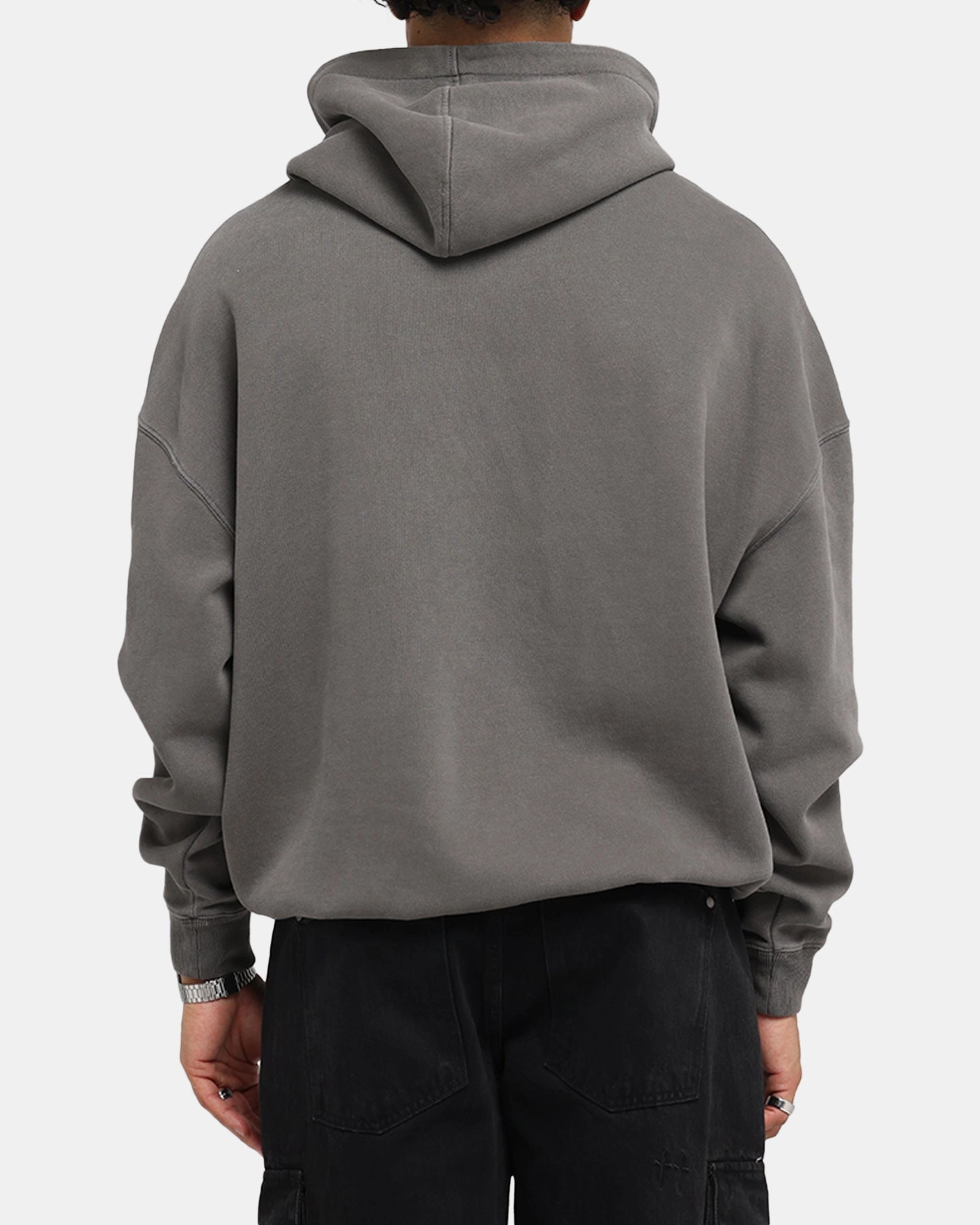 Fleece Lined Interior Cozy Energy Saint Morta Black Doves Boxy Hoodie Washed Charcoal