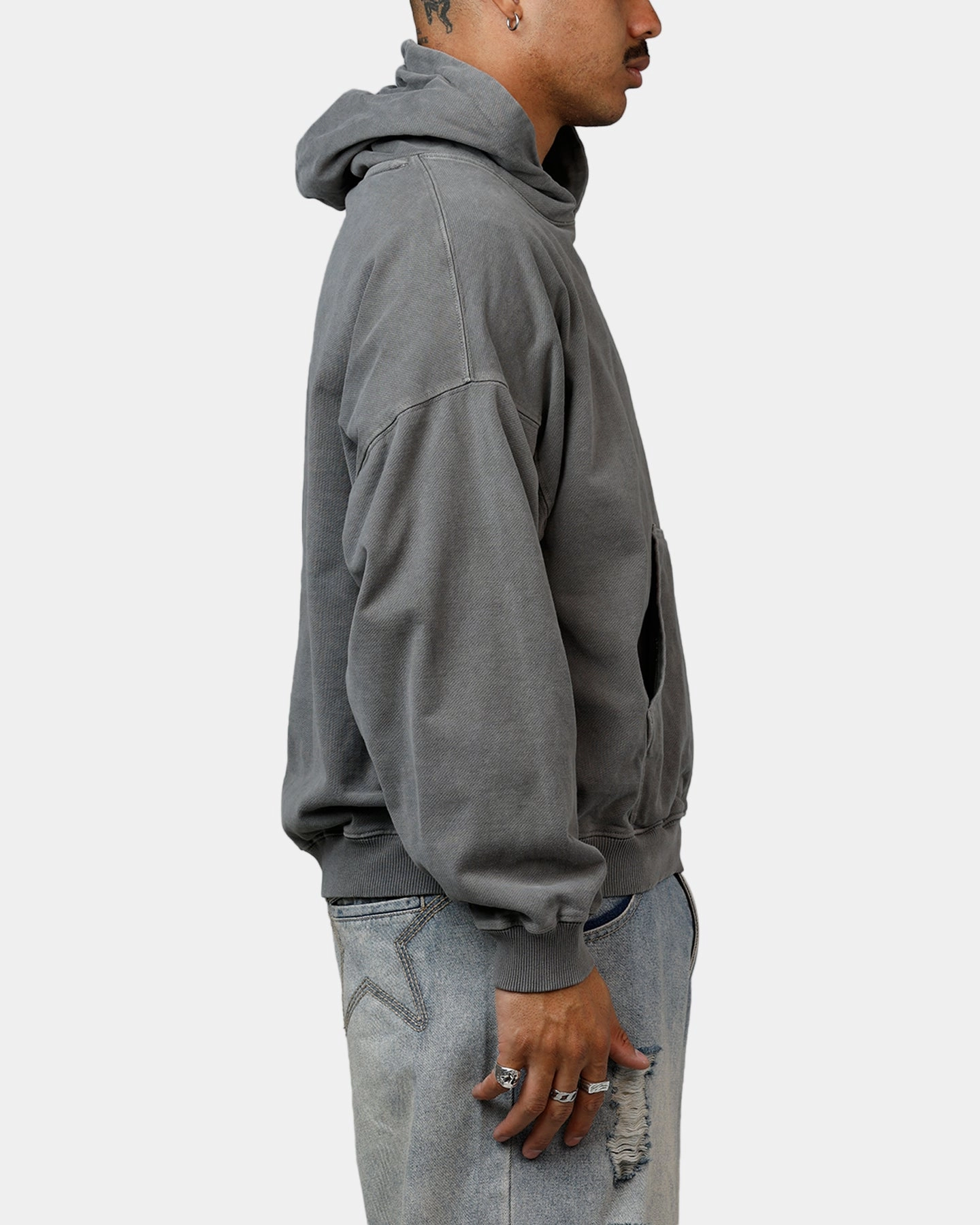 Saint Morta Black Doves Premium Hoodie Washed Charcoal Faux Fur Service