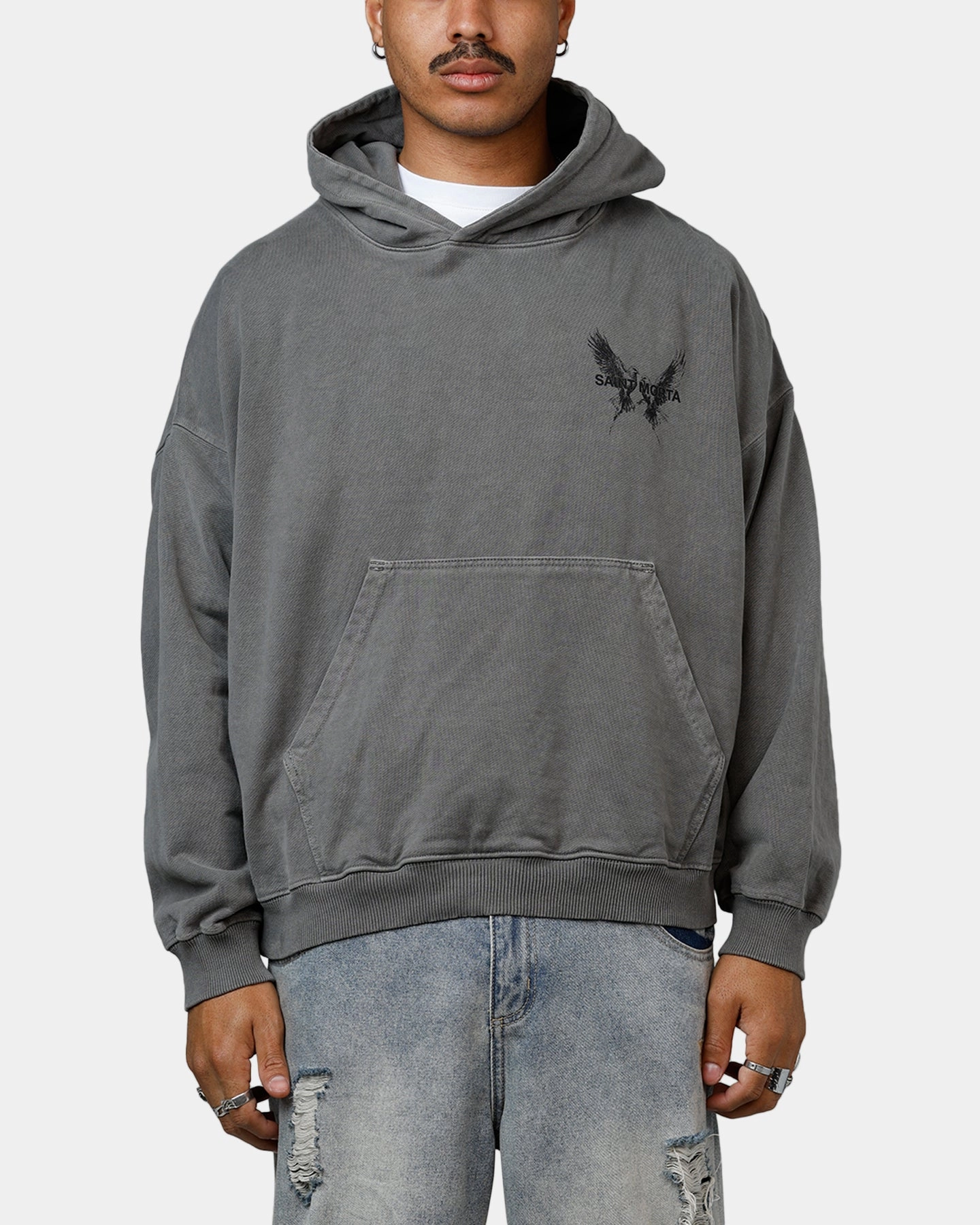 Storm Fit Saint Morta Black Doves Premium Hoodie Washed Charcoal