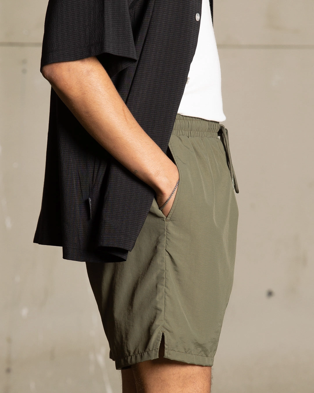 Saint Morta Cali Beach Shorts Khaki Green checked shorts