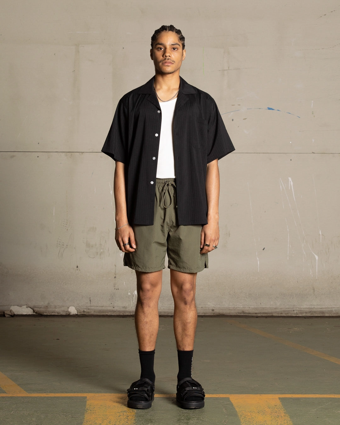 regular size Flatlock stitching Saint Morta Cali Beach Shorts Khaki Green