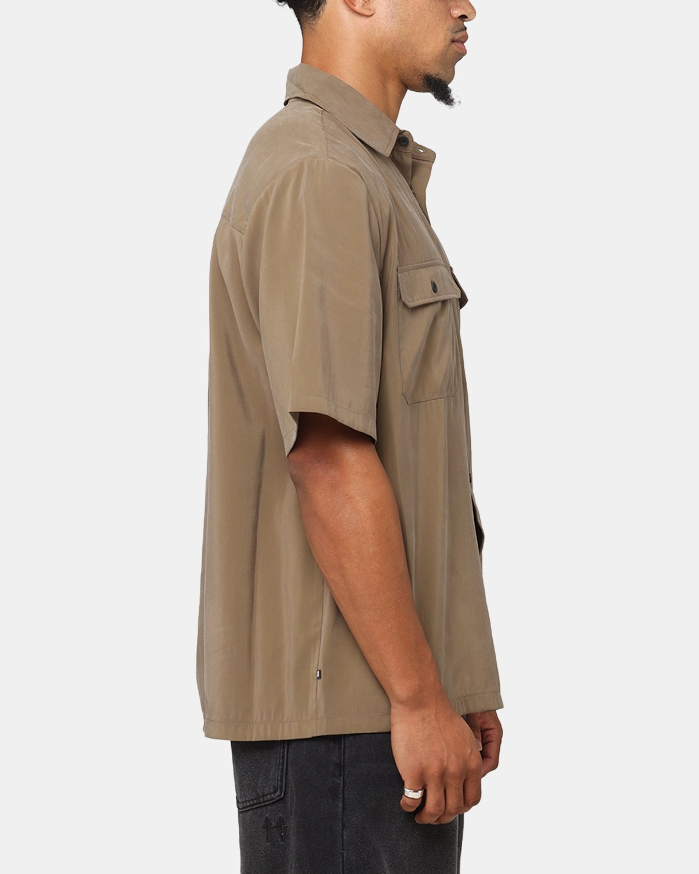 Saint Morta Cargo Button Up Shirt Khaki Green Flexible Movement