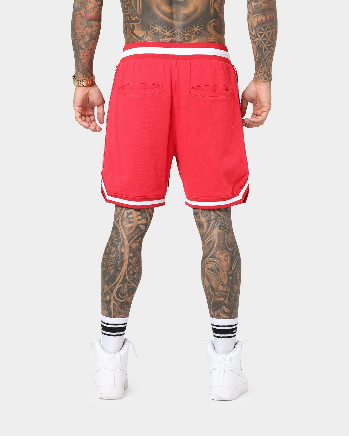 stain resistant coating Cool Breeze Saint Morta Ceremony Basketball Shorts Red/White