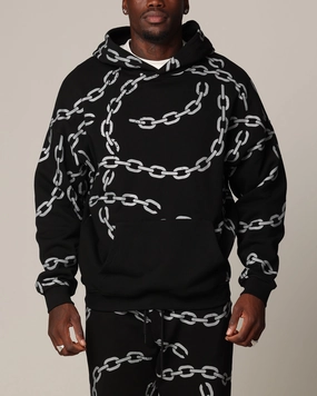 Cherish Airtight Storage Compartment Saint Morta Chain Hoodie Black/Black
