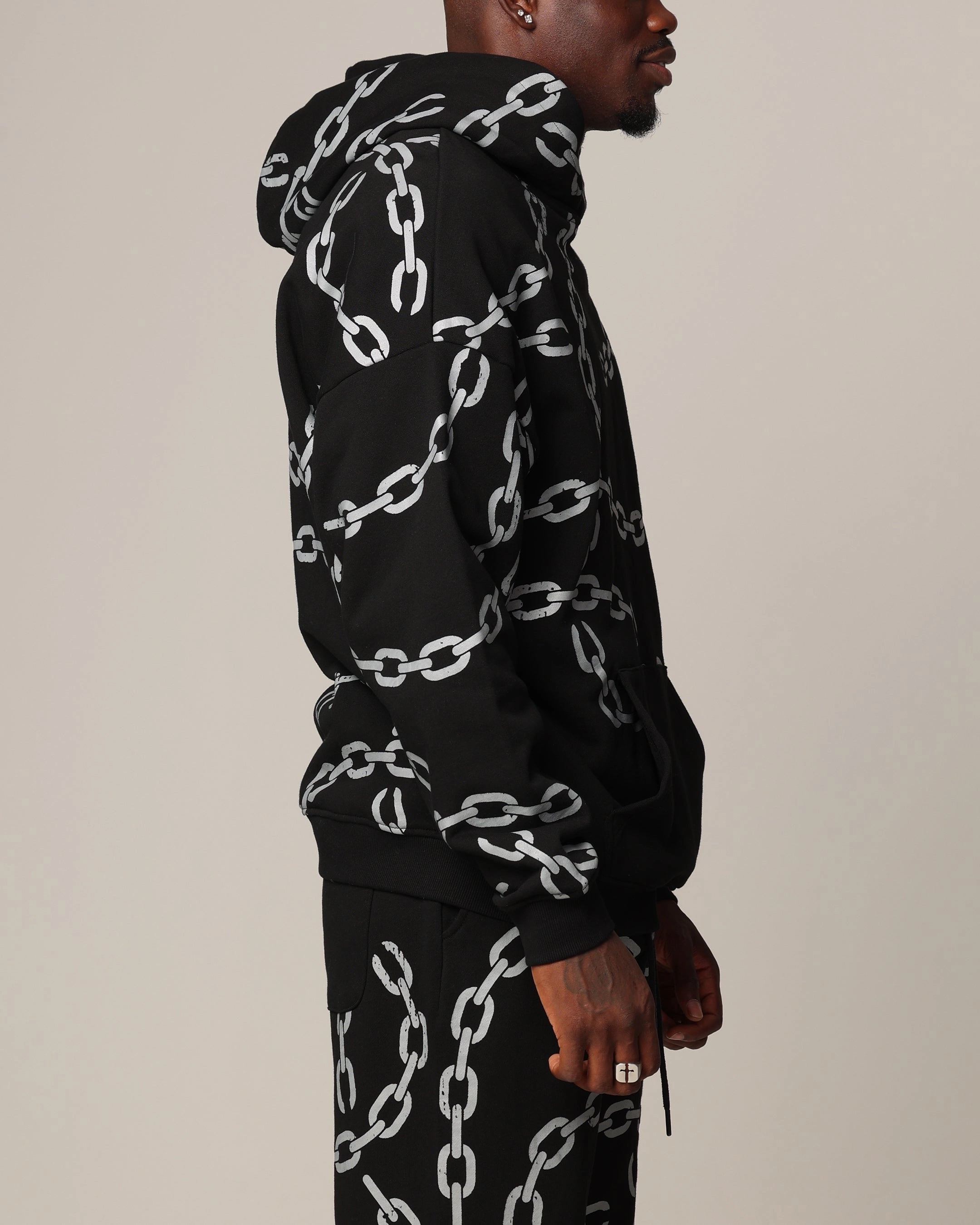 short sleeved Saint Morta Chain Hoodie Black/Black