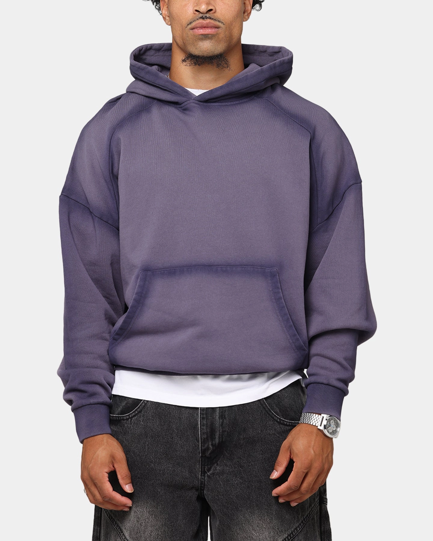 Saint Morta Contrast Wash Hoodie Purple Picture suitable for sunny days