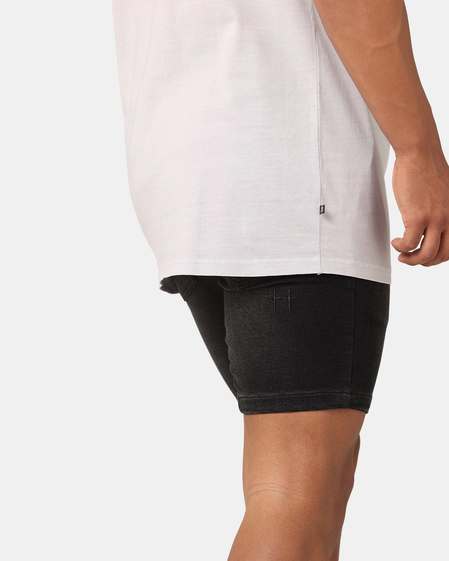 Saint Morta Correr Denim Shorts Washed Black denim material Trendy Mood