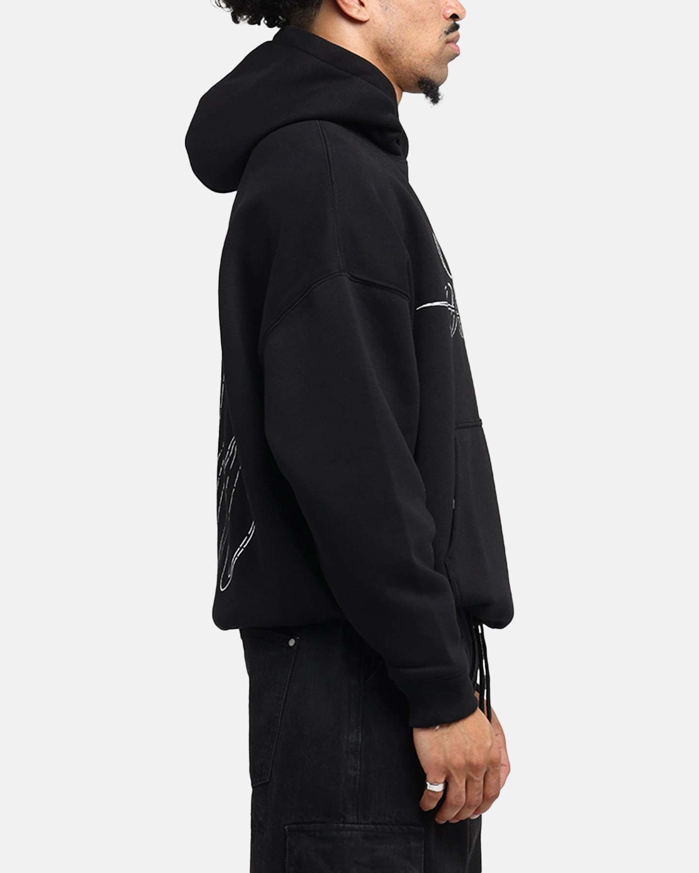 Urban Nomad swimming cover-up Saint Morta Cursive Boxy Hoodie Black