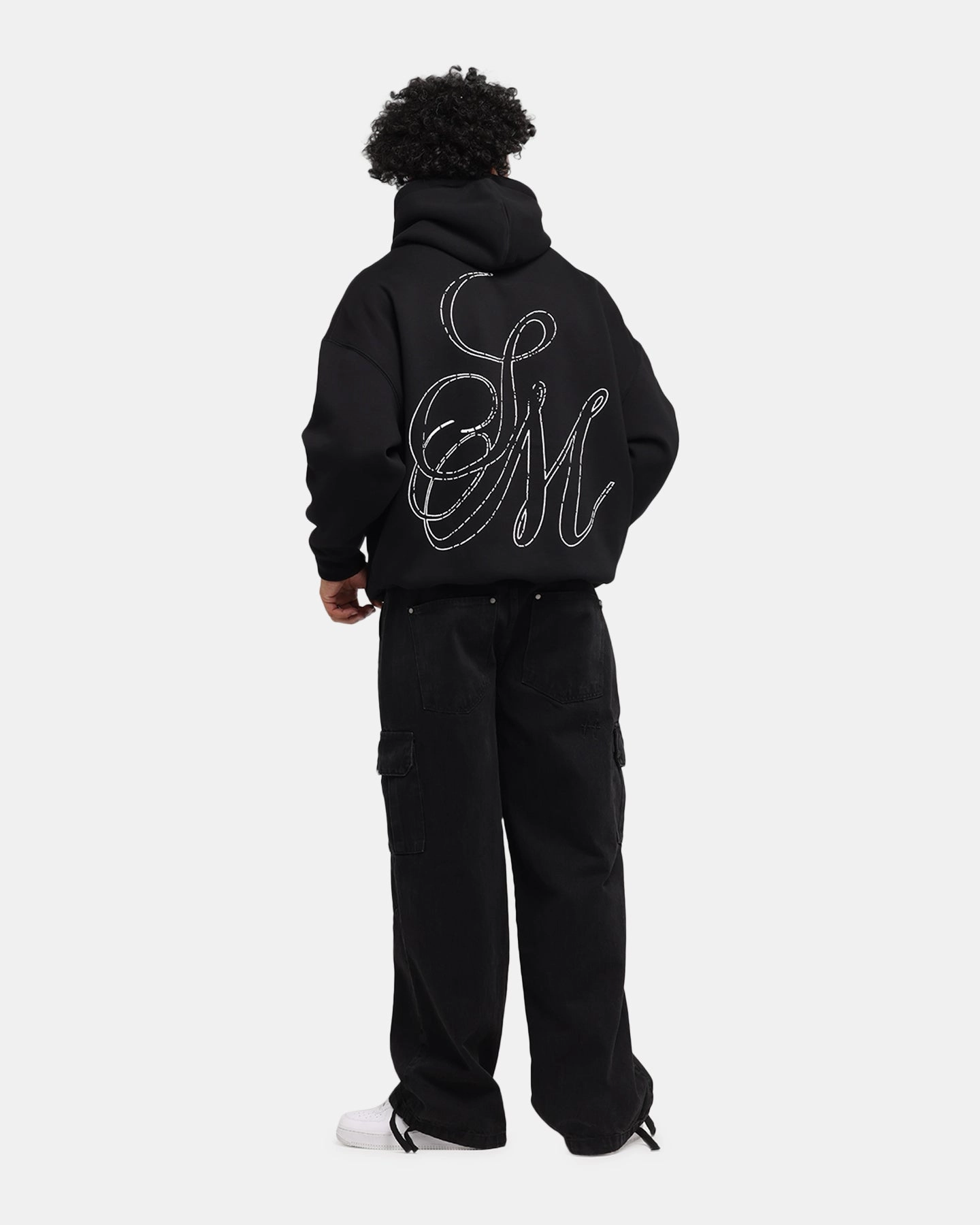 Pre Shrunk Cotton Activewear Saint Morta Cursive Boxy Hoodie Black