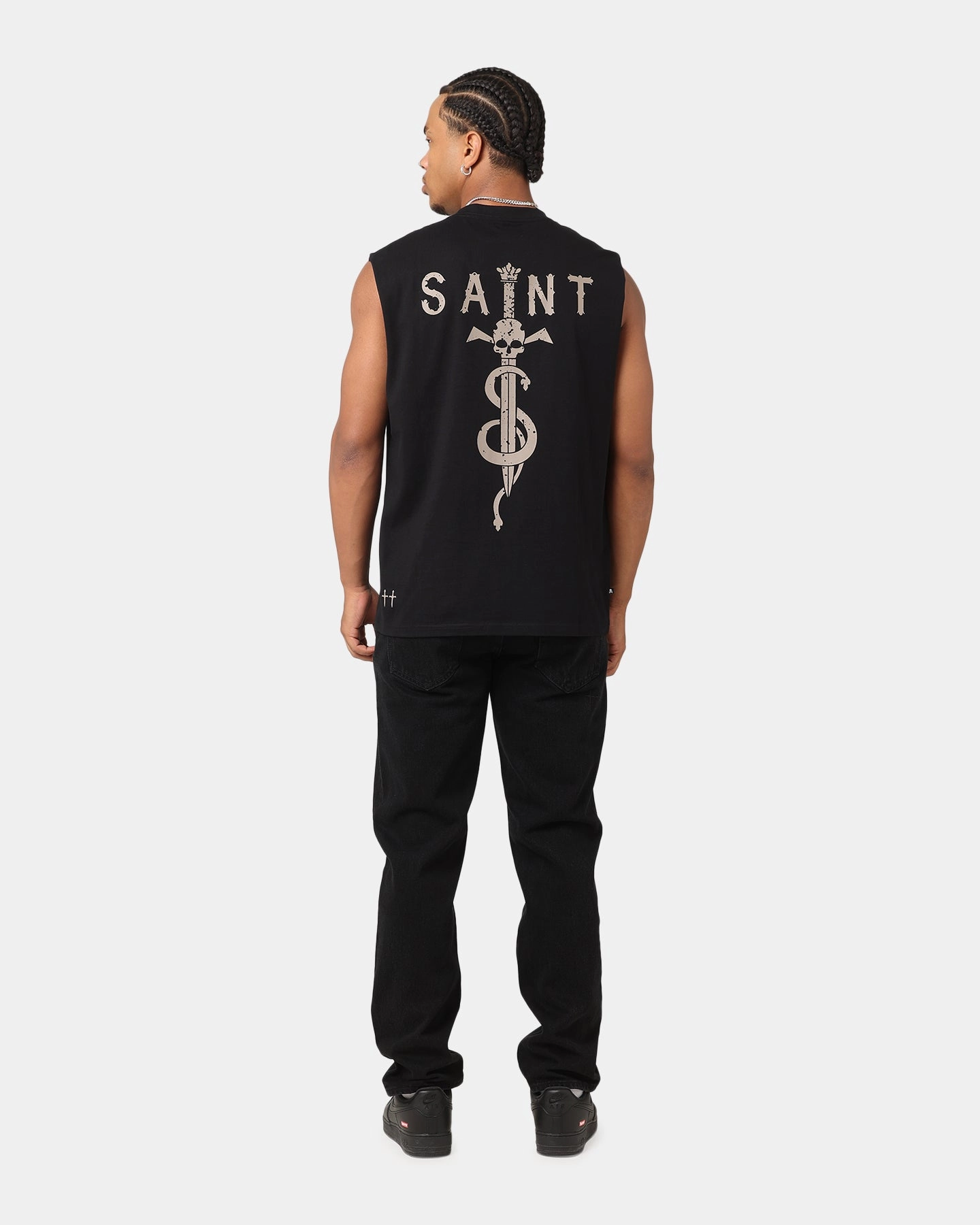 Timeless Look Saint Morta Daggers Oversized Muscle T-Shirt Black/Brown