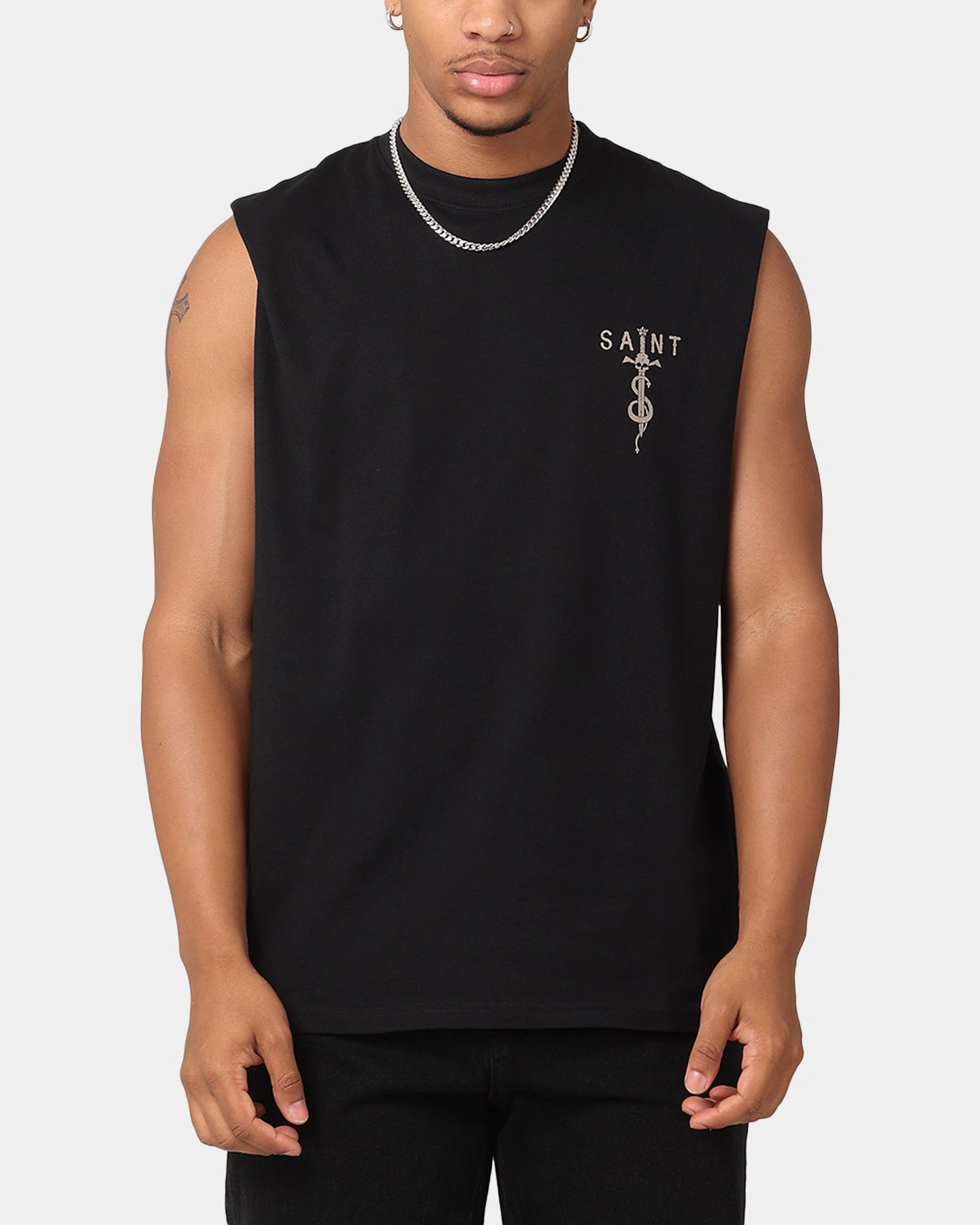 Saint Morta Daggers Oversized Muscle T-Shirt Black/Brown Sports Outfit