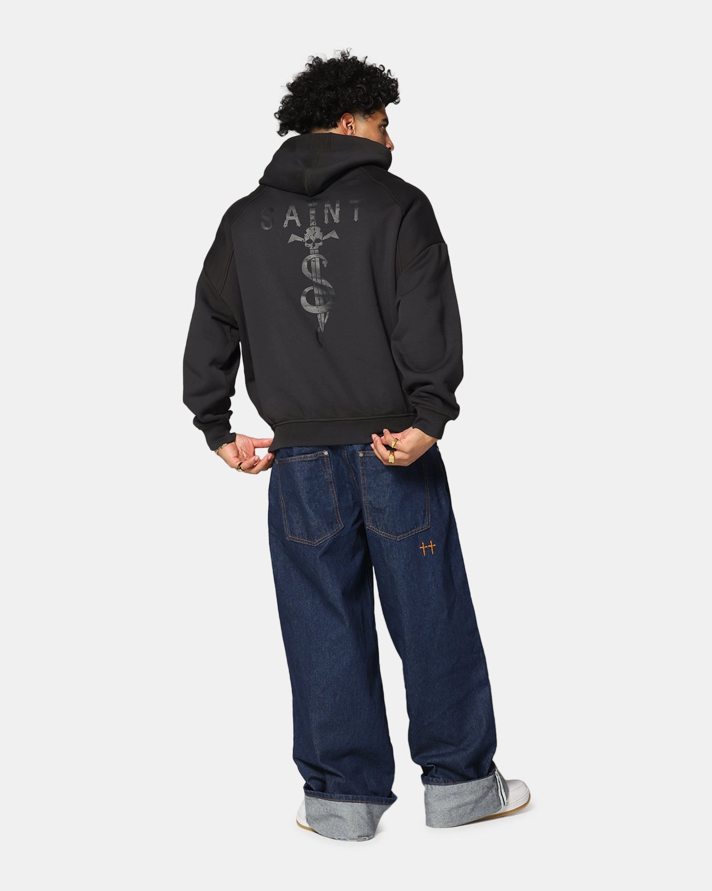 Saint Morta Daggers Premium Hoodie Contrast Black Flex Fit Fabric