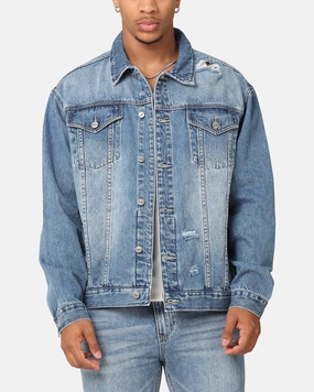 Saint Morta Denim Trucker Jacket Mid Blue Denim middle aged people Classic Comfort