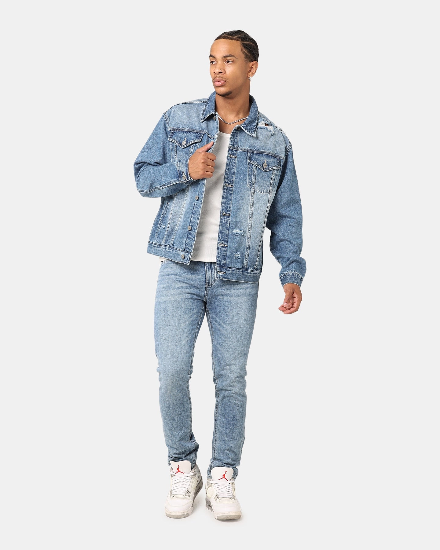 Smooth Finish Product Saint Morta Denim Trucker Jacket Mid Blue Denim