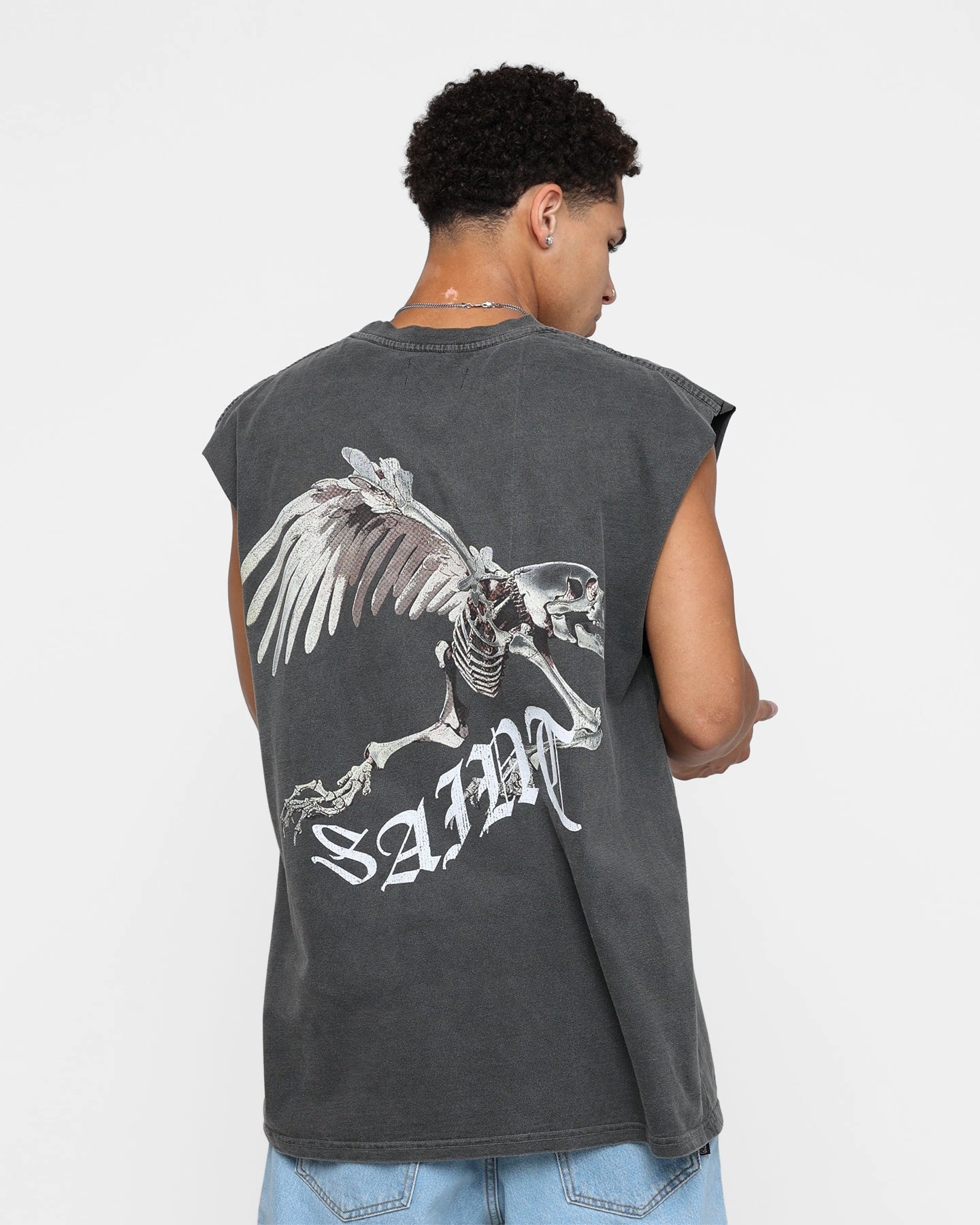 Saint Morta Departed Muscle T-Shirt Black Wash Long Sleeve EasyCareFinish