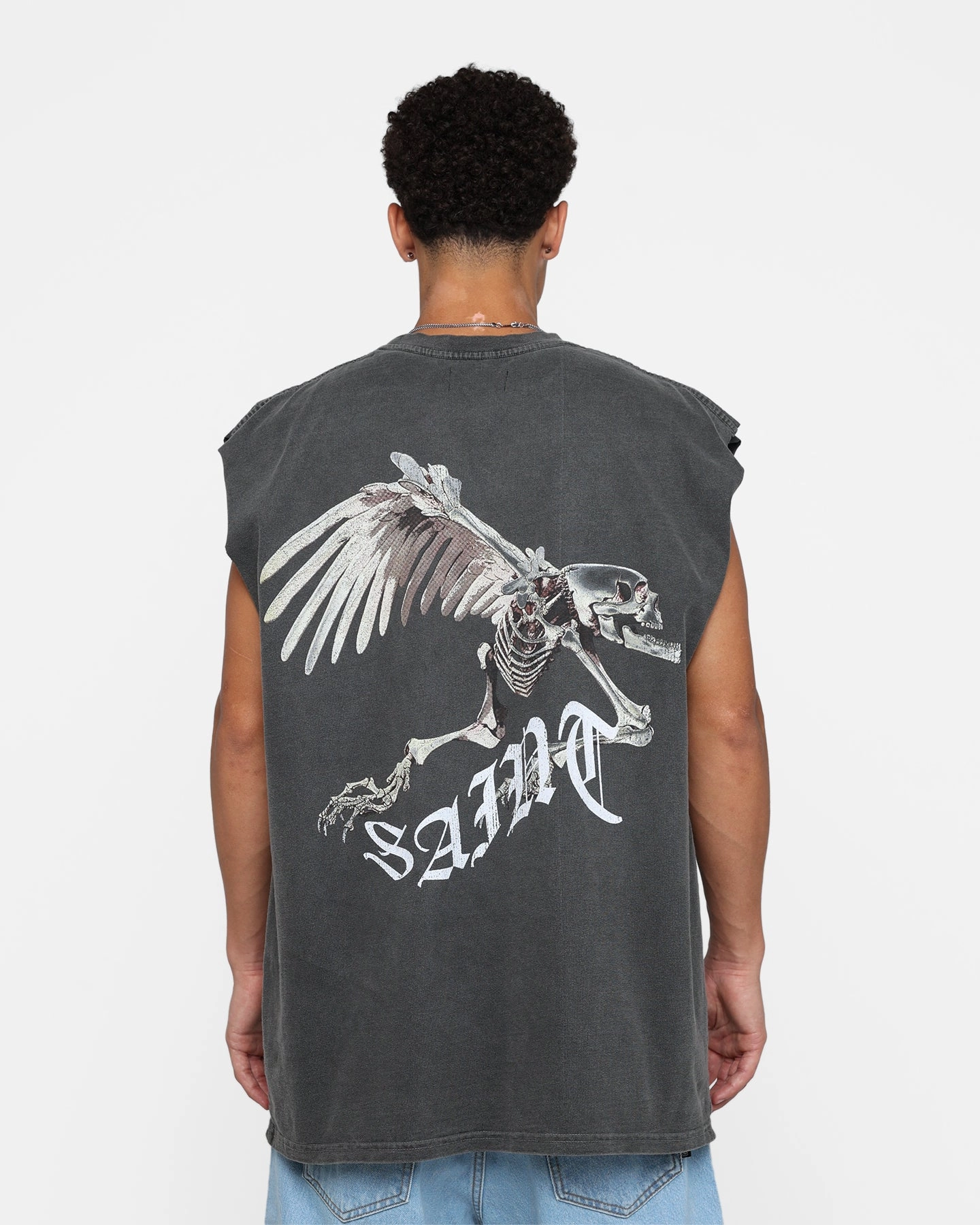 High-Quality Cotton Comfortable And Versatile Saint Morta Departed Muscle T-Shirt Black Wash