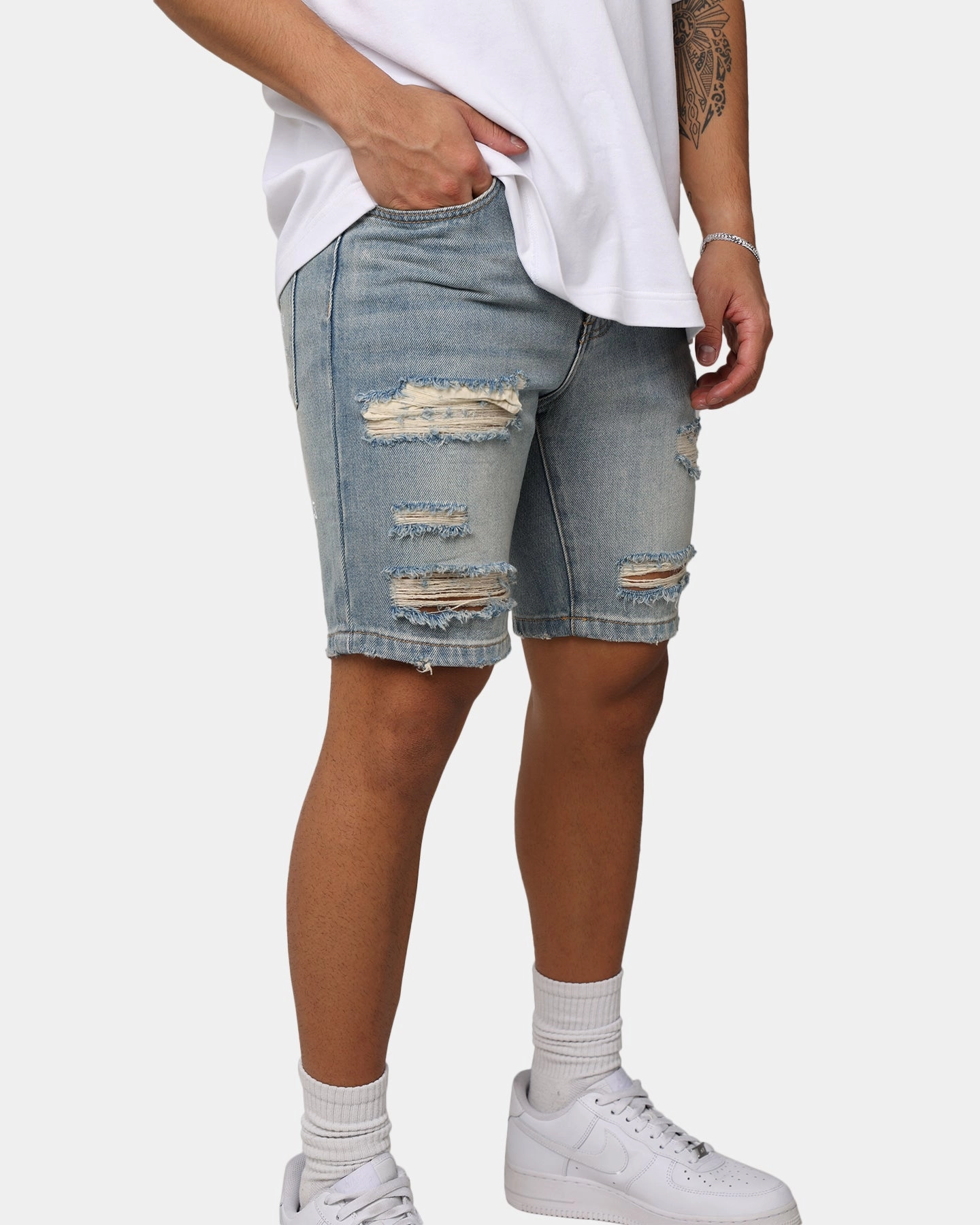 quick dry Saint Morta Destroyer Distressed Shorts Vintage Blue