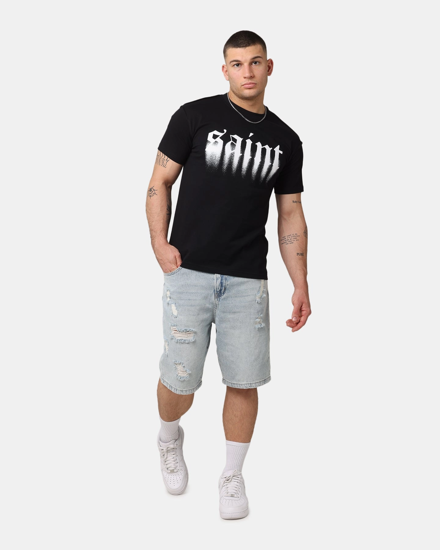 Saint Morta Disrupt Denim Shorts Light Blue Denim formal shorts Daily Essential