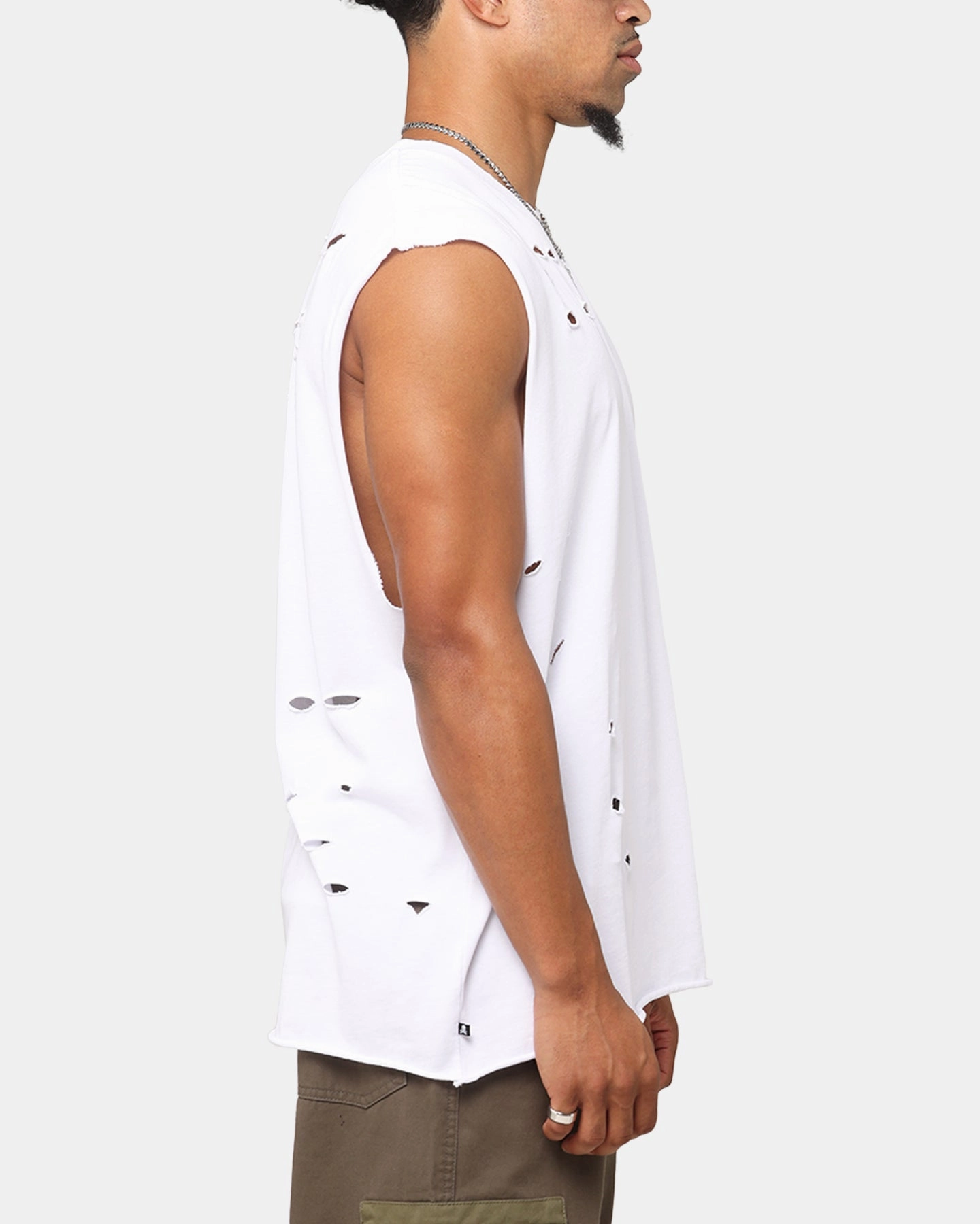 comfortable option Saint Morta Distressed Oversized Muscle T-Shirt White