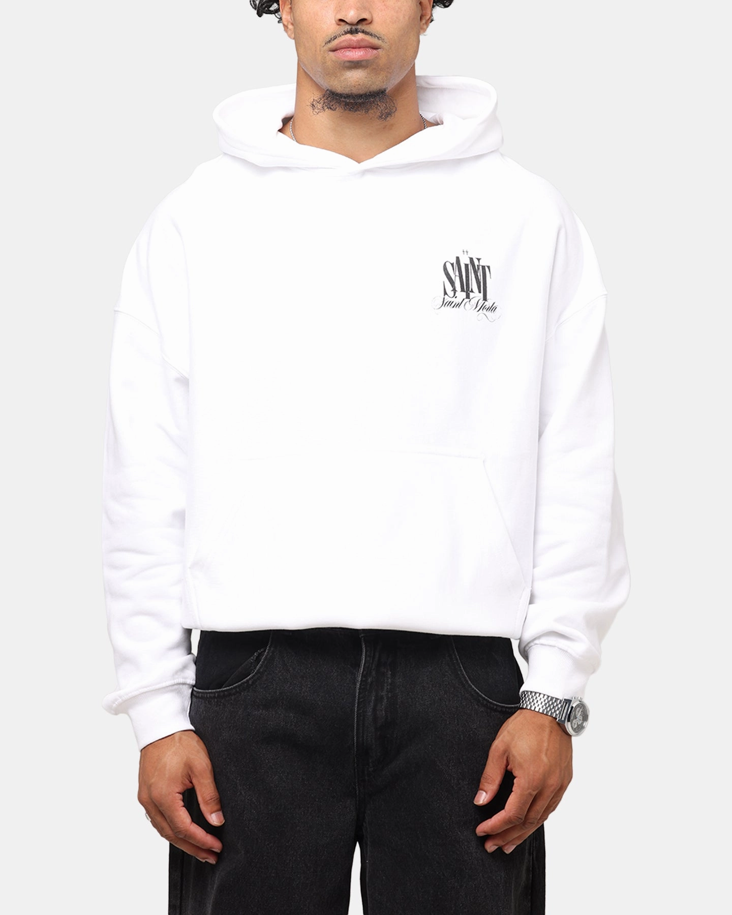 Saint Morta Doves Boxy Hoodie White Streetwear