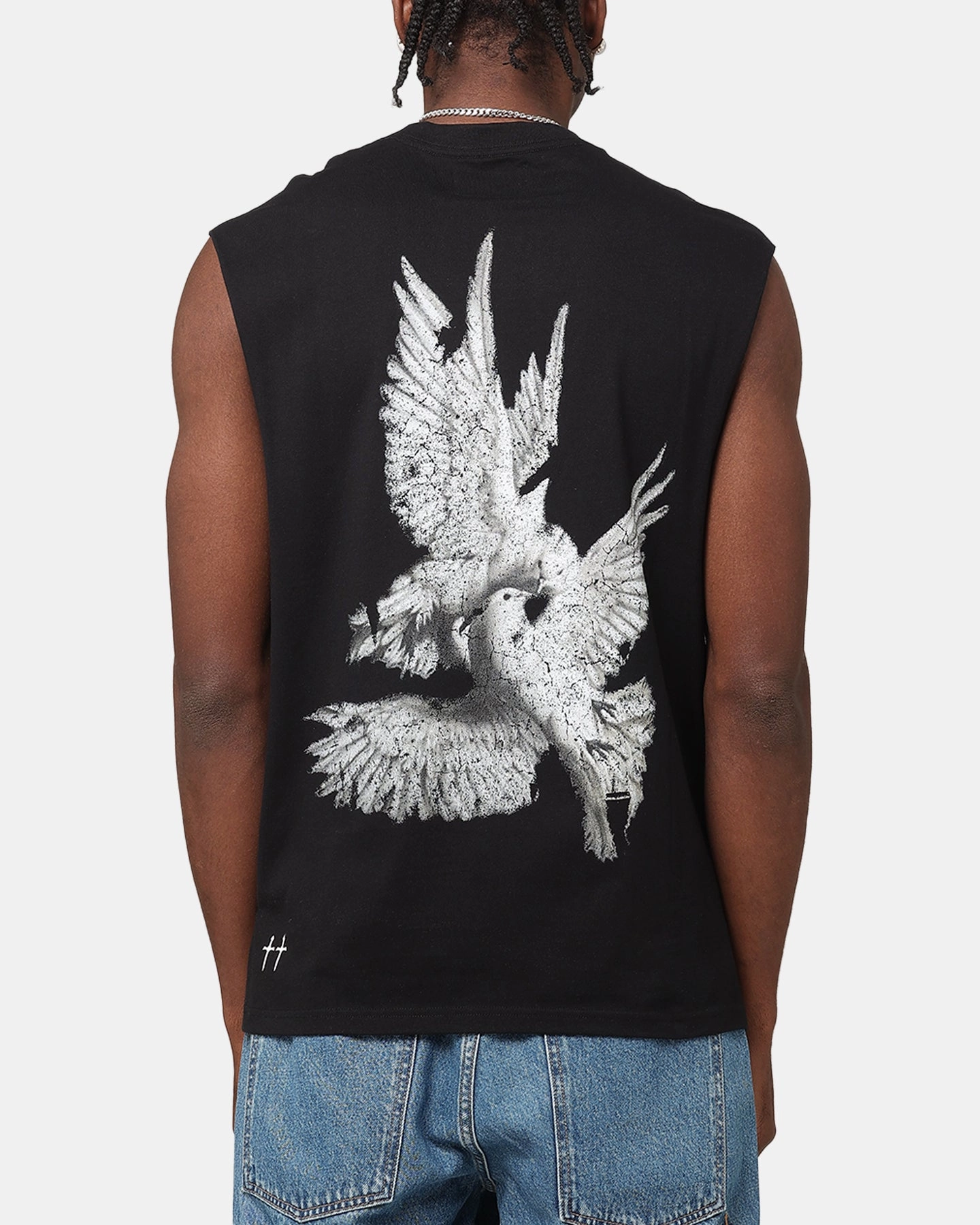 Saint Morta Doves Oversized Muscle T-Shirt Black Sustainable Production Process