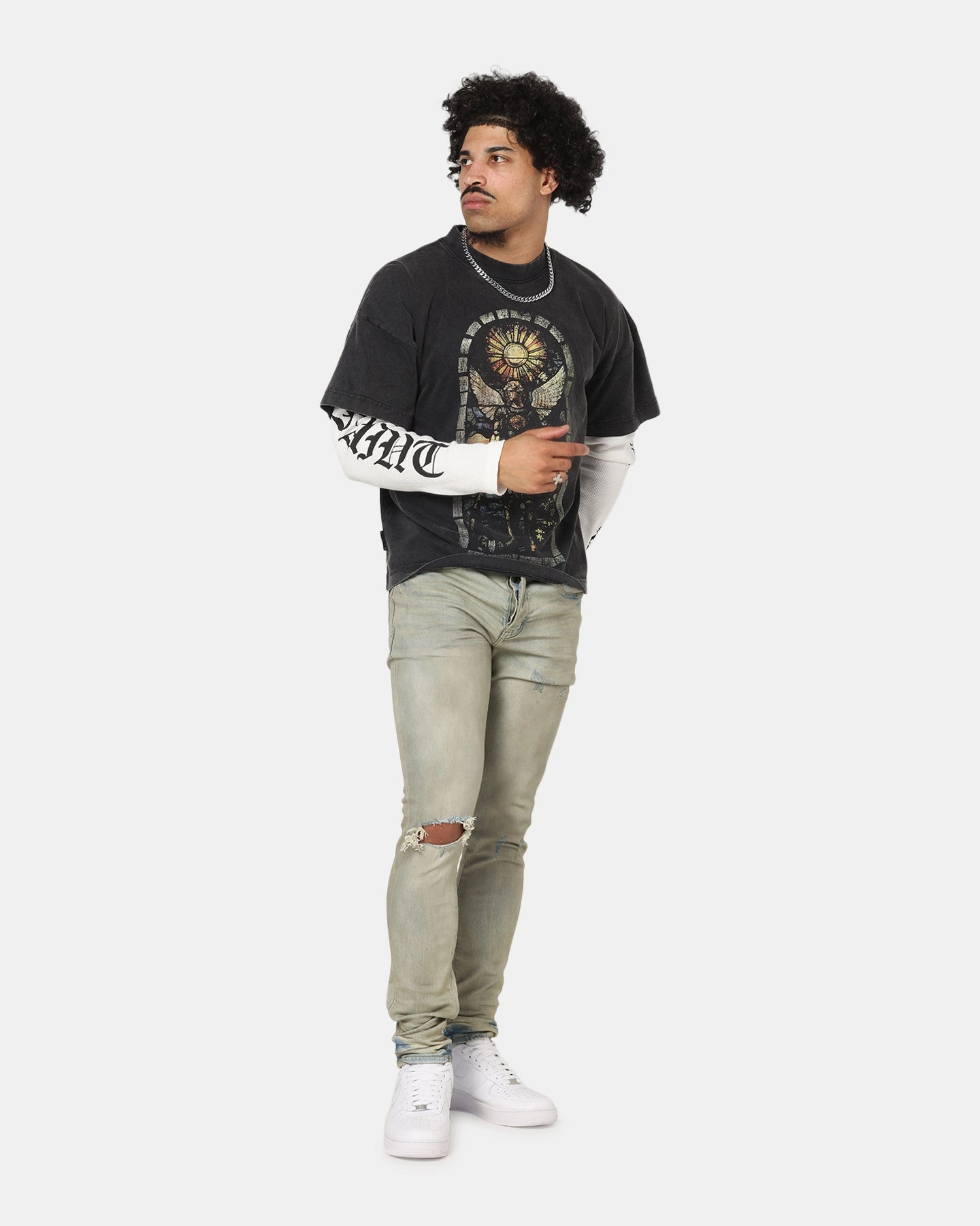 Saint Morta Dynasty Dirty Distressed Jeans Dirty Denim Night Out Rainy Day