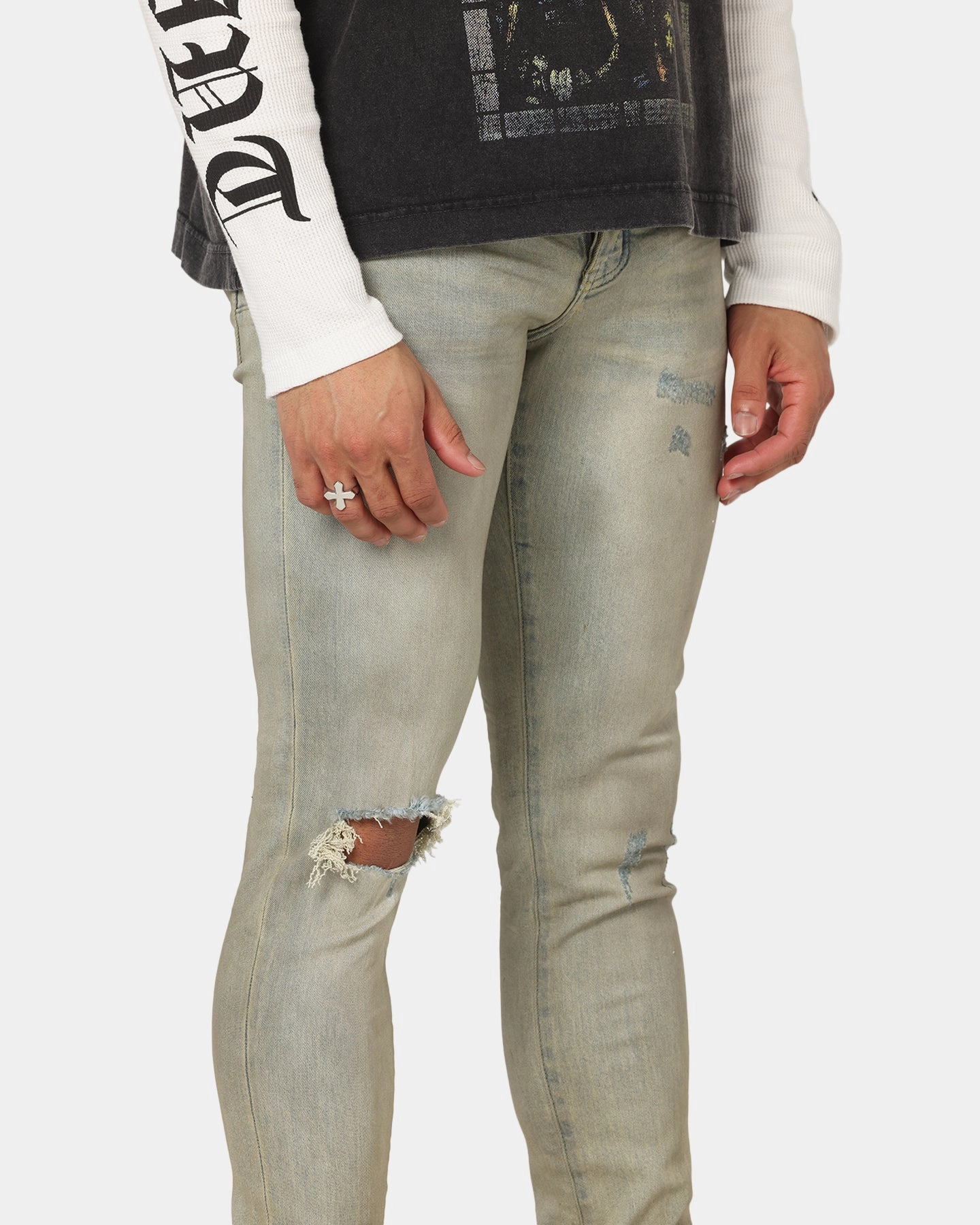 Saint Morta Dynasty Dirty Distressed Jeans Dirty Denim Great Base