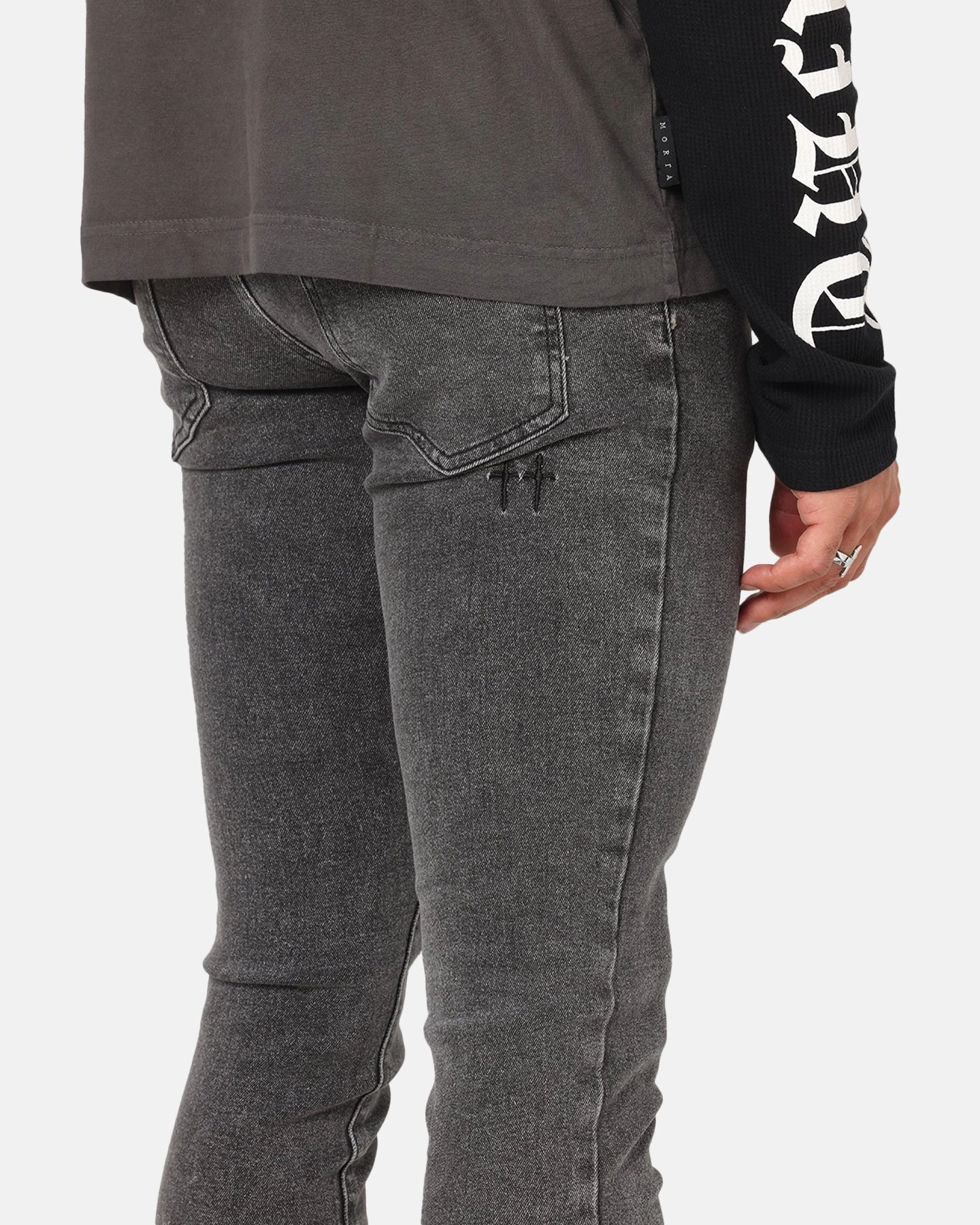 Saint Morta Dynasty Jeans Black Stonewash Picnic Style Textured