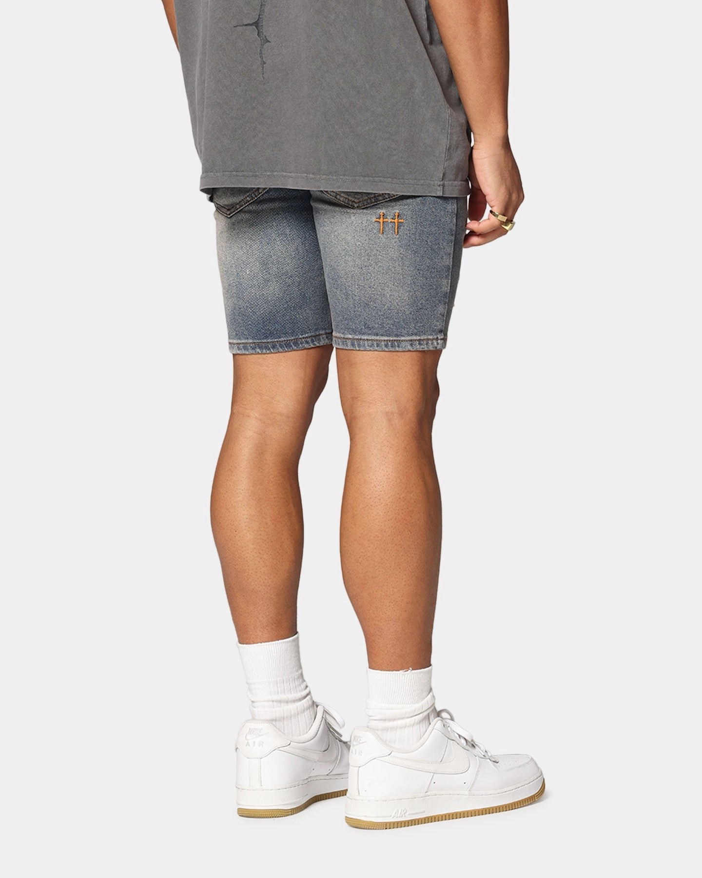 Saint Morta Dynasty Thrash V2 Denim Shorts Dirty Denim Punk style