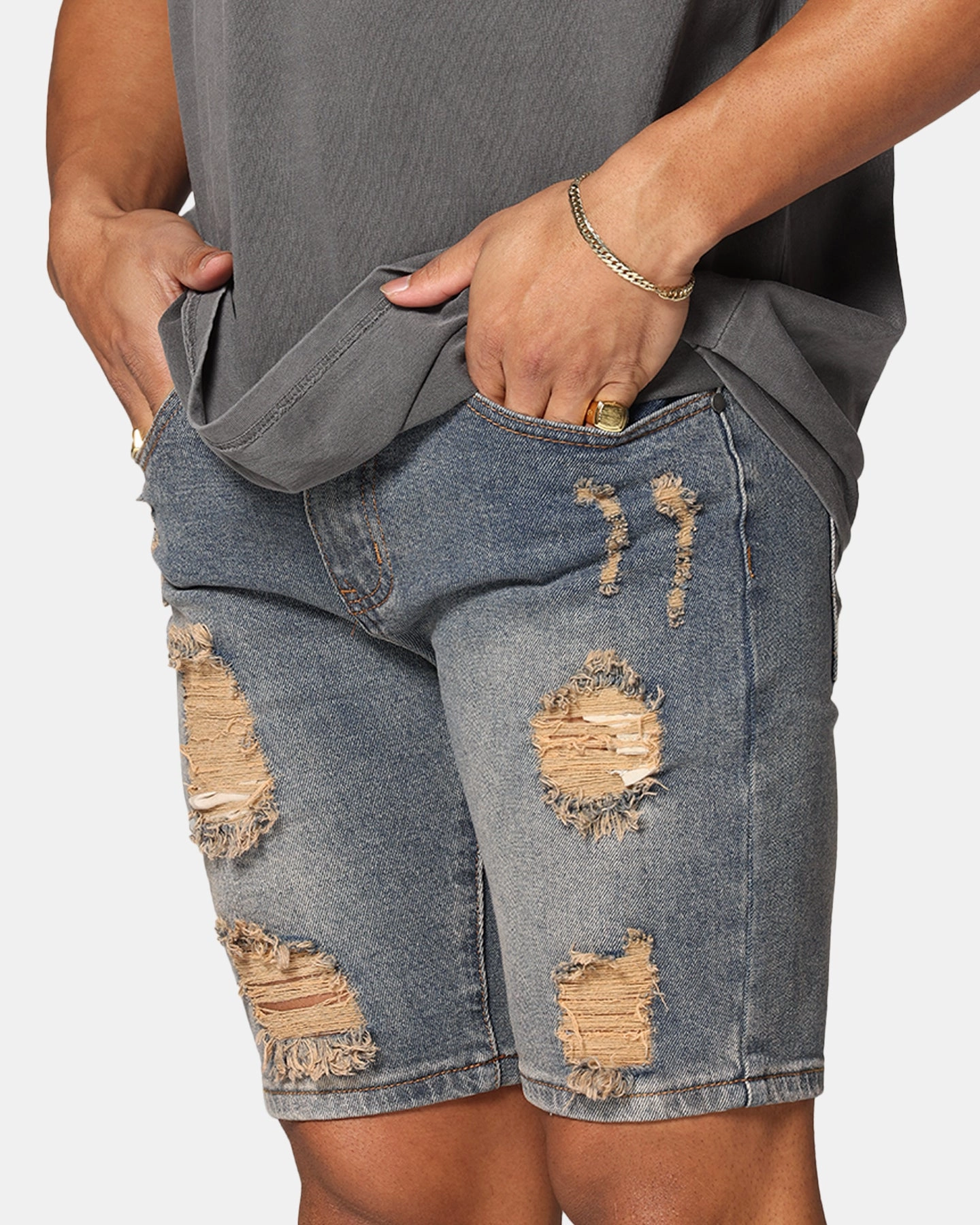 Saint Morta Dynasty Thrash V2 Denim Shorts Dirty Denim Flex Fit Design