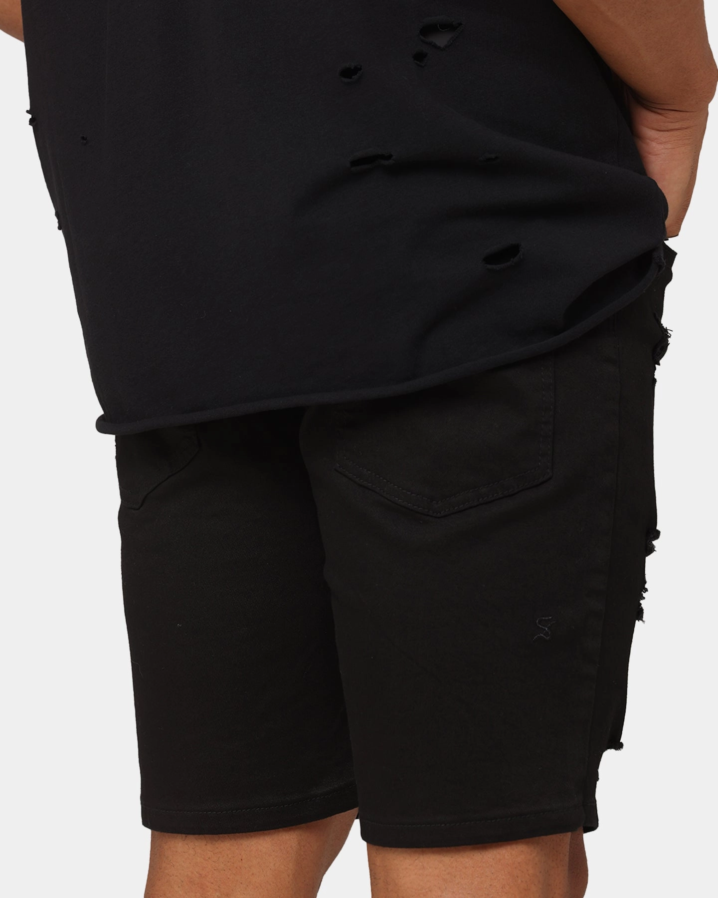 Warm Fit Saint Morta Dynasty Thrash V2 Denim Shorts Jet Black