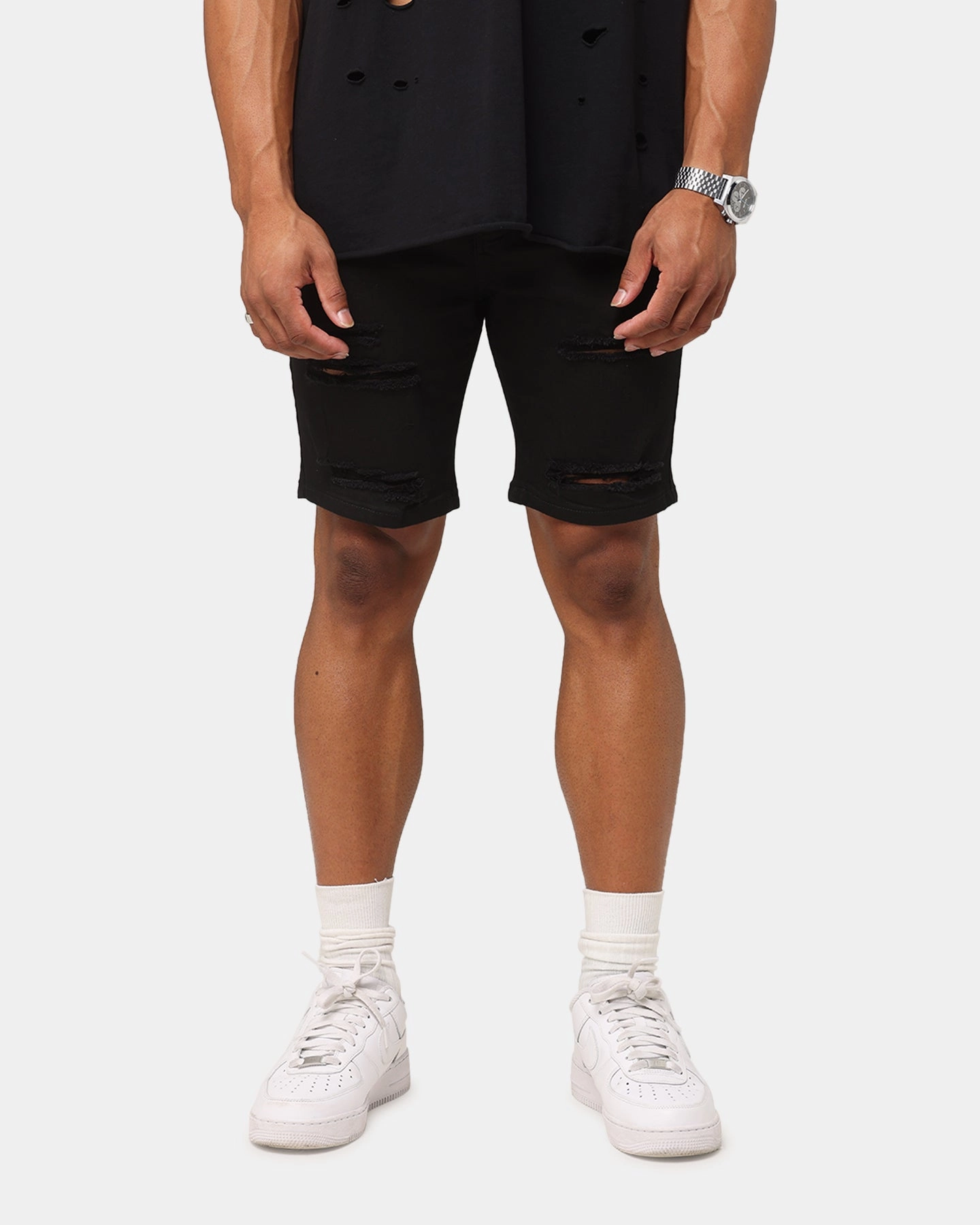 Comfortable Design Saint Morta Dynasty Thrash V2 Denim Shorts Jet Black