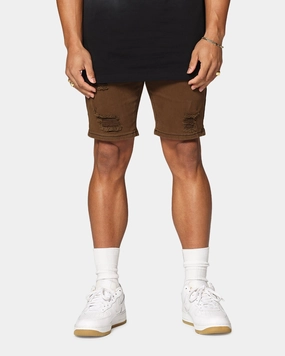 Saint Morta Dynasty Thrash V2 Denim Shorts Vintage Brown energetic look